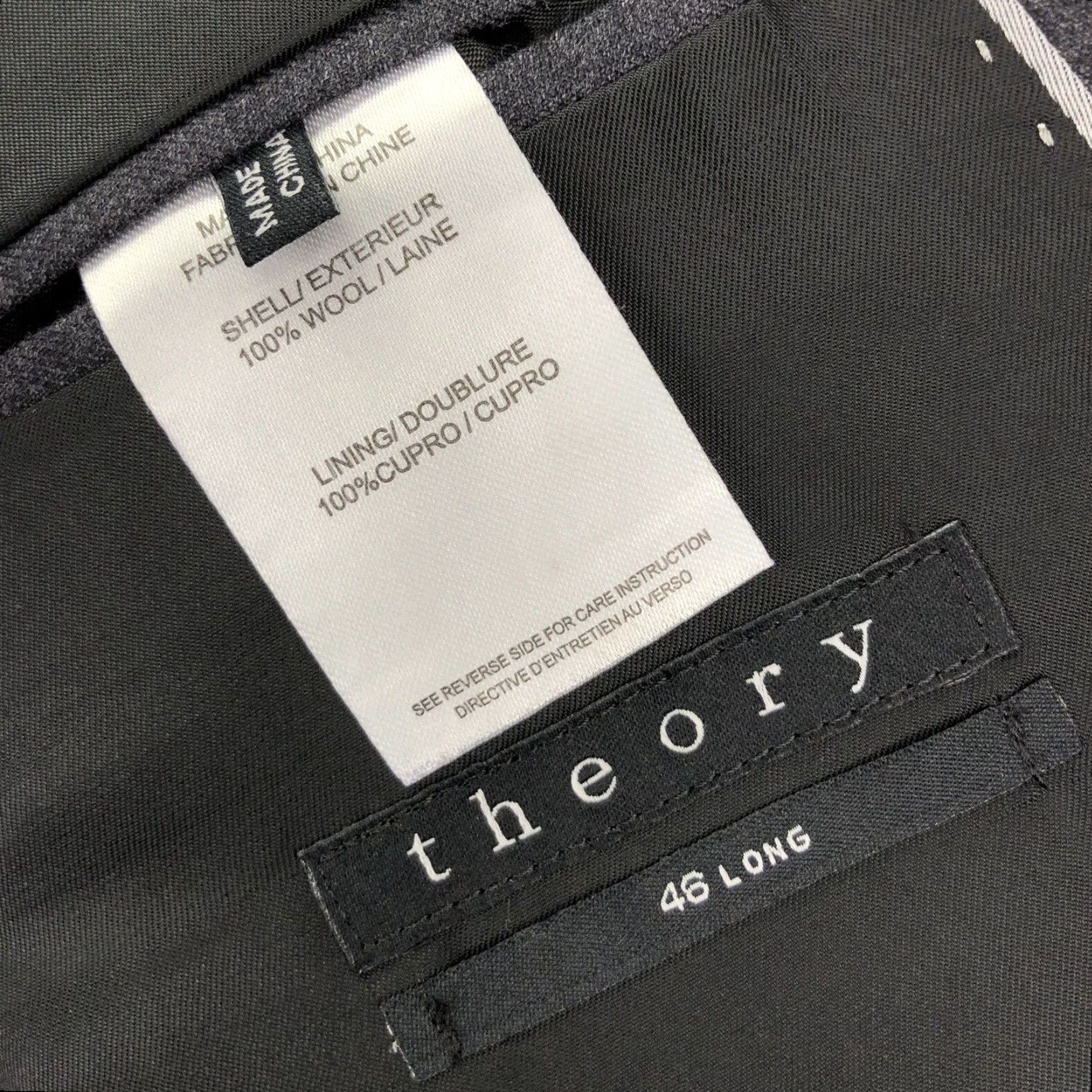 Theory Theory Men's 2-Button Gray 100% Wool Jacket Blazer Slim 46 Long Mens Size 46R - 3 Thumbnail