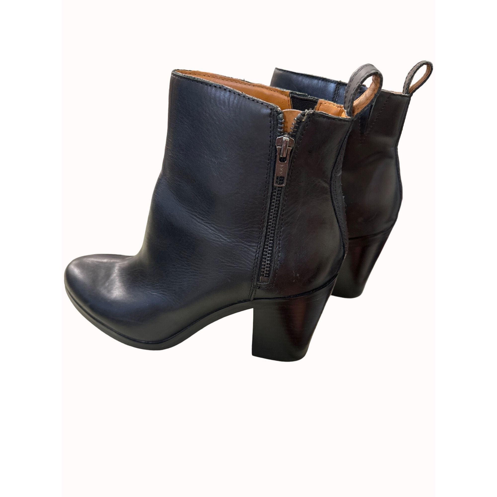 Gap Gap women’s black leather zip heel ankle boots size 10 SKU 5 Size US 10 / IT 40 - 4 Thumbnail