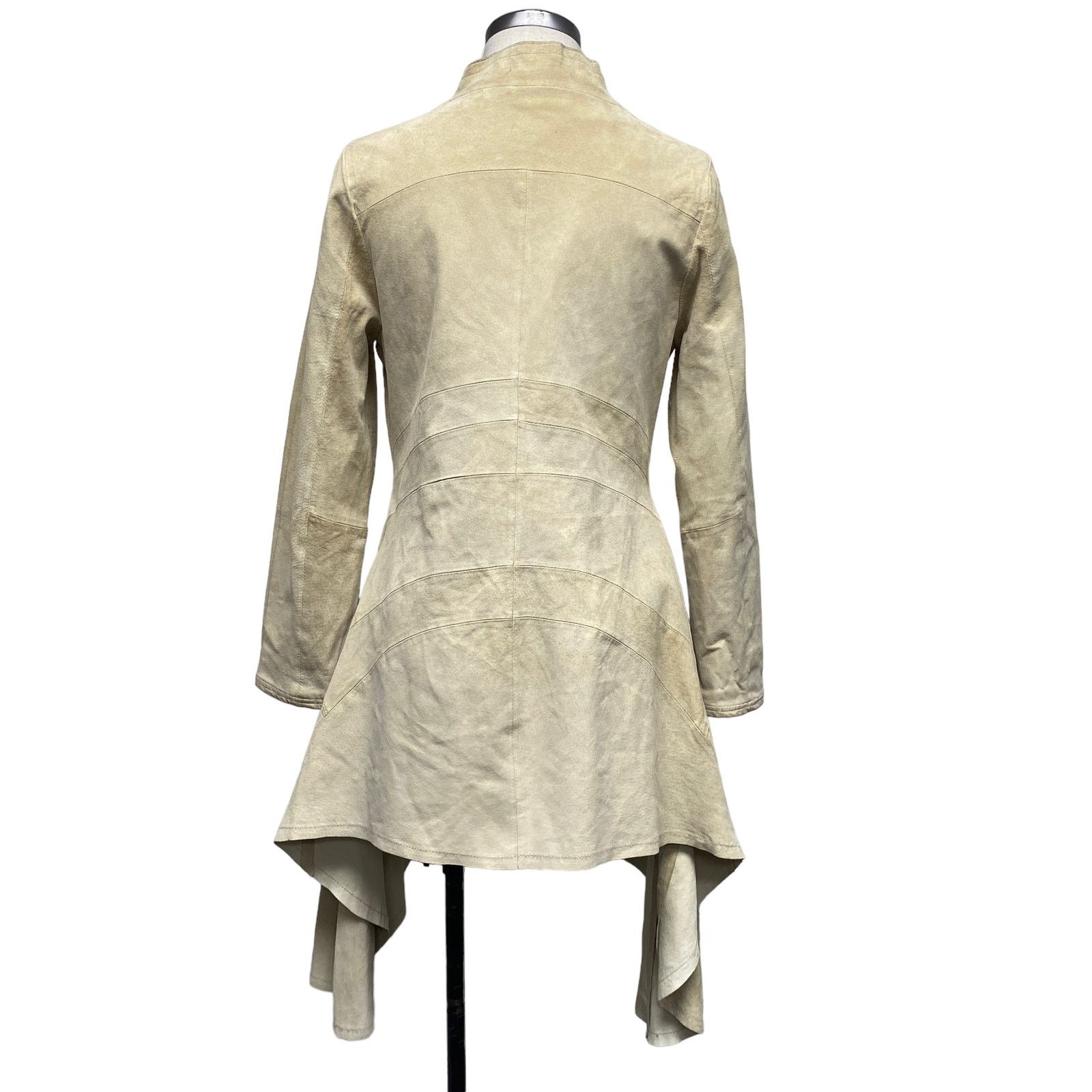 Vintage Arden B Tan Suede Leather Tailored Handkerchief Hem Jacket Size M / US 6-8 / IT 42-44 - 6 Thumbnail