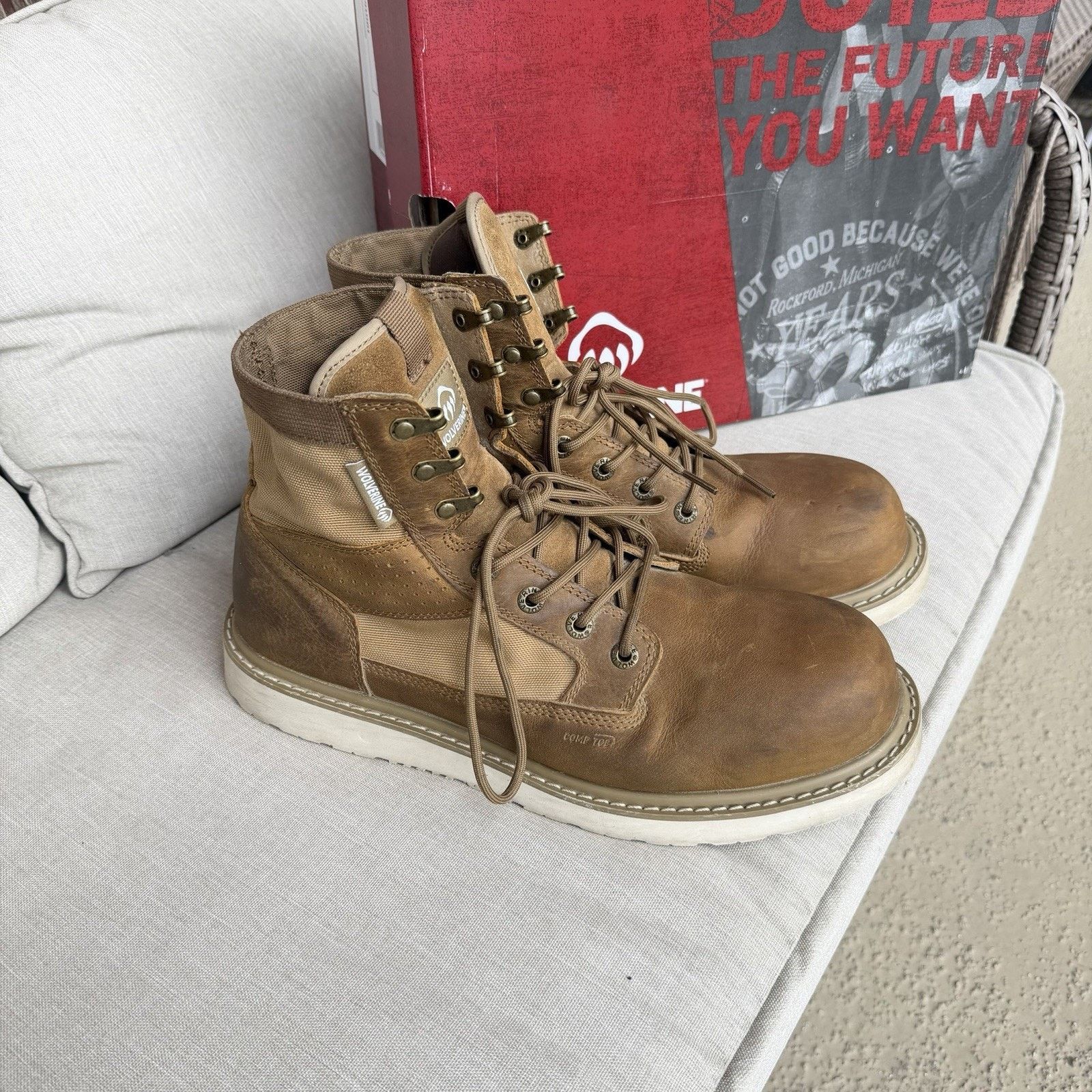 Wolverine Wolverine Mens Trade Wedge Leather/Canvas 6" Composite Toe Size US 11.5 / EU 44-45 - 4 Thumbnail