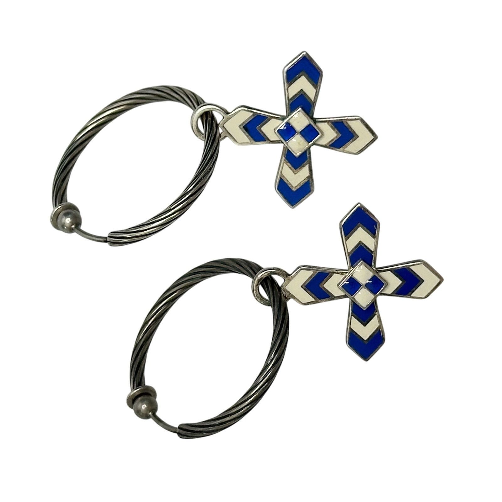 Gucci Gucci Enamel Cross Motif Hoop Earrings with Pouch & Box Size ONE SIZE - 3 Thumbnail