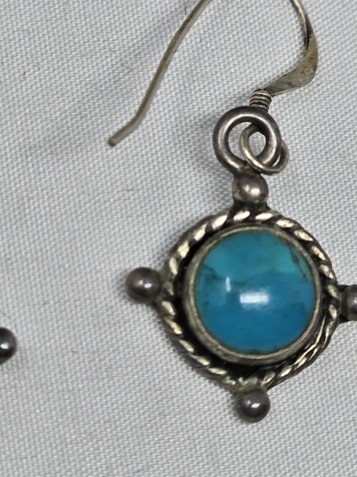 Sterling Silver ​Vtg STERLING Silver Turquoise Dangle Earrings Size ONE SIZE - 3 Thumbnail
