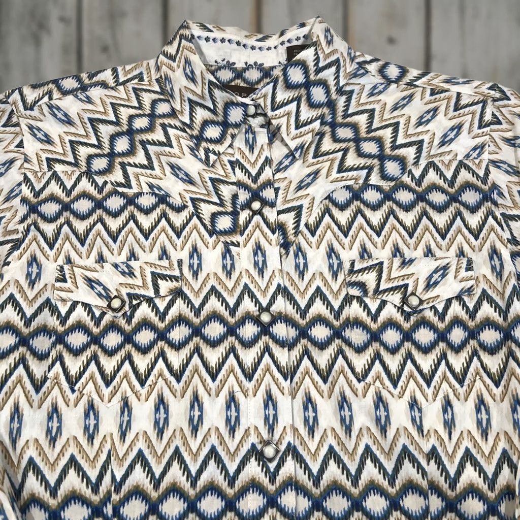Roper Roper Pearl Snap Shirt Women Large Western Diamonds Southwest Geometric Cowgirl Size L / US 10 / IT 46 - 1 Thumbnail