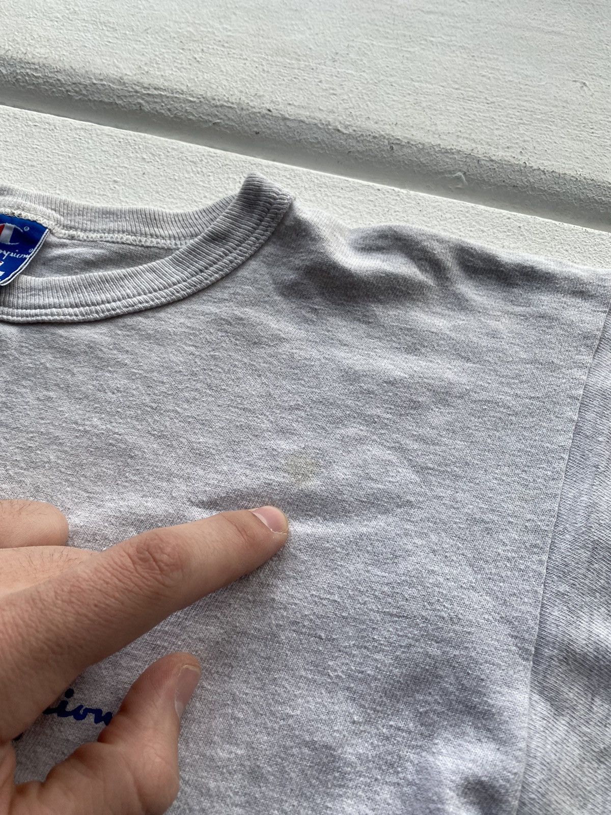 Champion × Vintage 1980s CHAMPION GREY T SHIRT USA SINGLE STITCH RARE MENS LARG Size US L / EU 52-54 / 3 - 10 Thumbnail