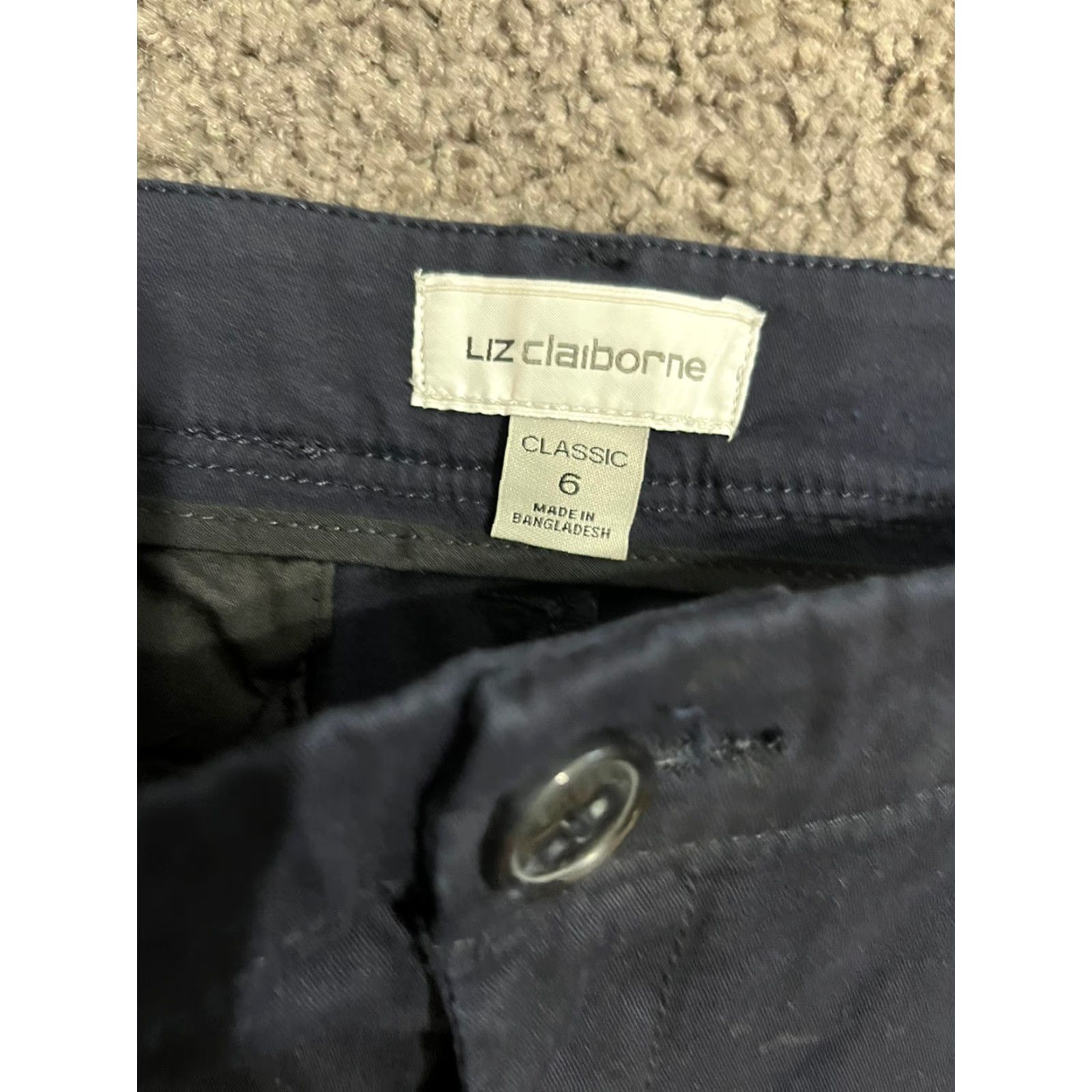 Liz Claiborne Liz Claiborne Chino Pants Women 6 Navy Blue Embroidered Floral Cotton Casual Slim Tapered Womens Size 28" / US 6 / IT 42 - 3 Thumbnail