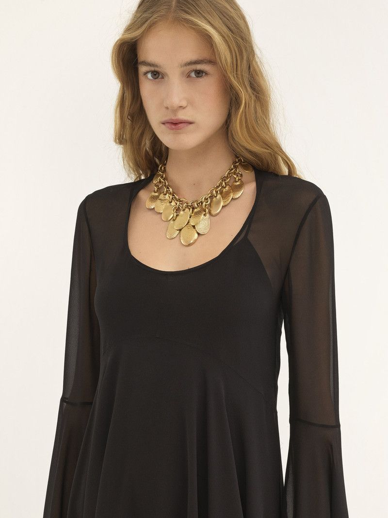Chloe o1loc1c10226 Flared Mini Dress in Black Size L / US 10 / IT 46 - 6 Thumbnail