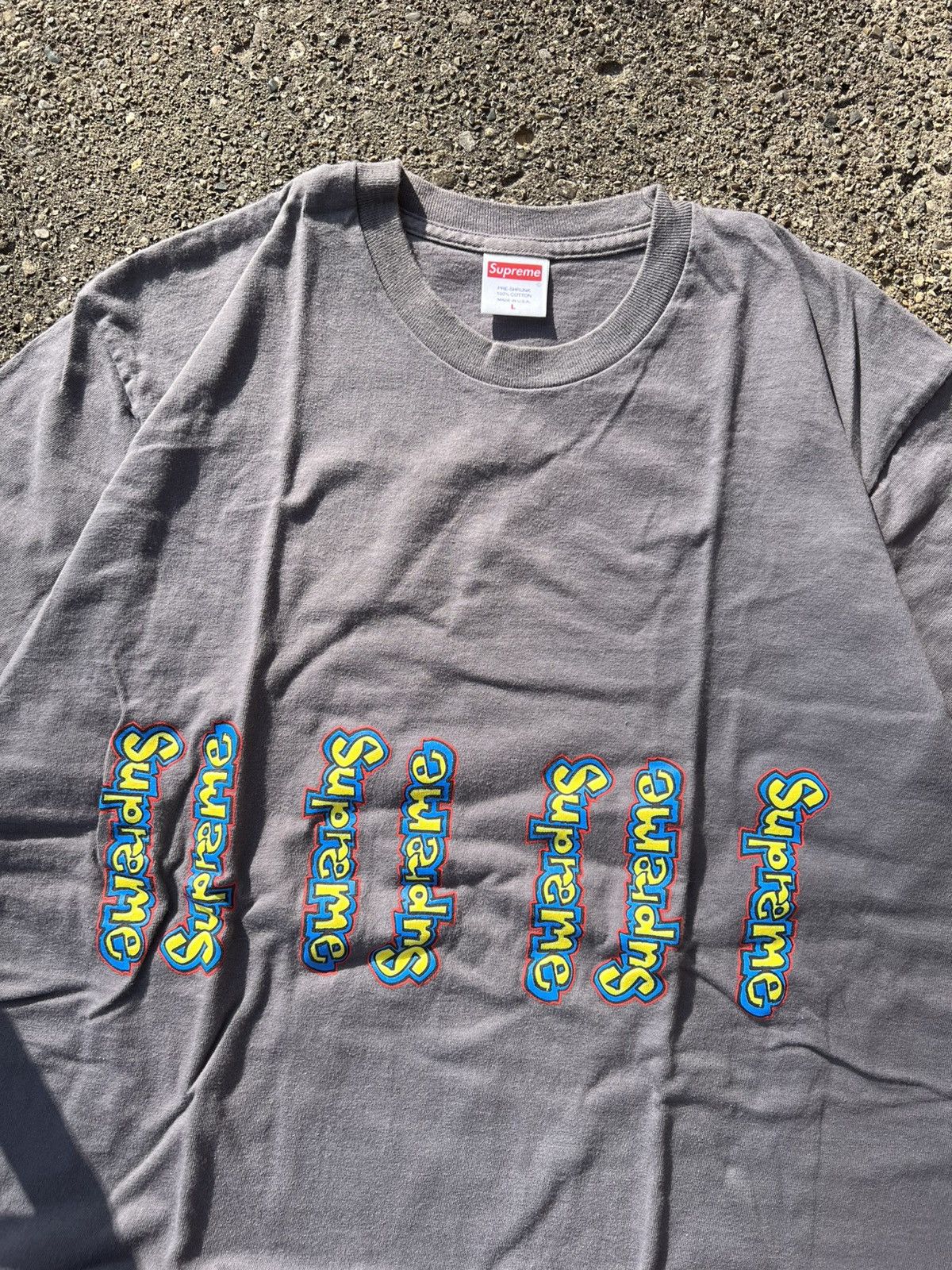 Supreme 2018 Supreme Mark Gonzales Logo Tee T Shirt Grey Size L Size US L / EU 52-54 / 3 - 2 Thumbnail