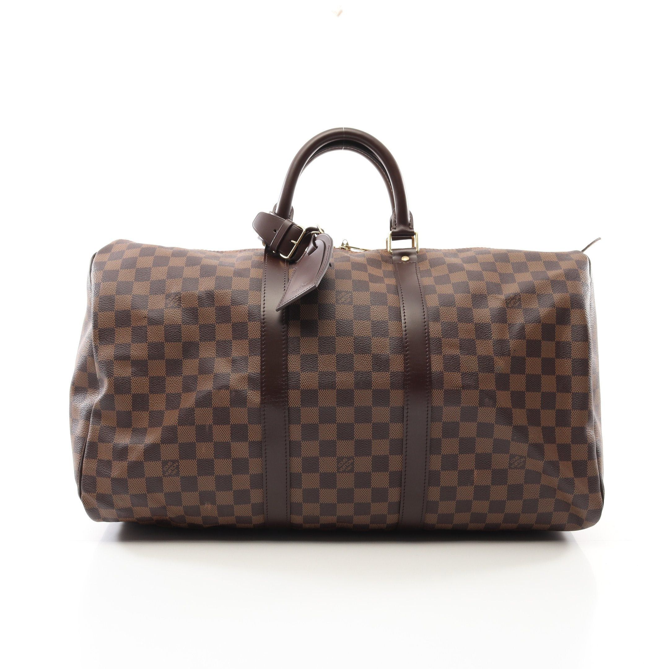 Louis Vuitton Louis Vuitton Keepall 50 Damier Ebene Boston Bag Leather Brown Size ONE SIZE - 1 Thumbnail
