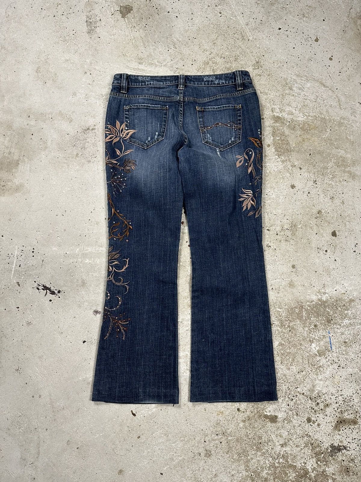 If Six Was Nine Vintage Y2K Flare Bootcut Rhinestones Denim Pants Jeans Size US 30 / EU 46 - 2 Thumbnail