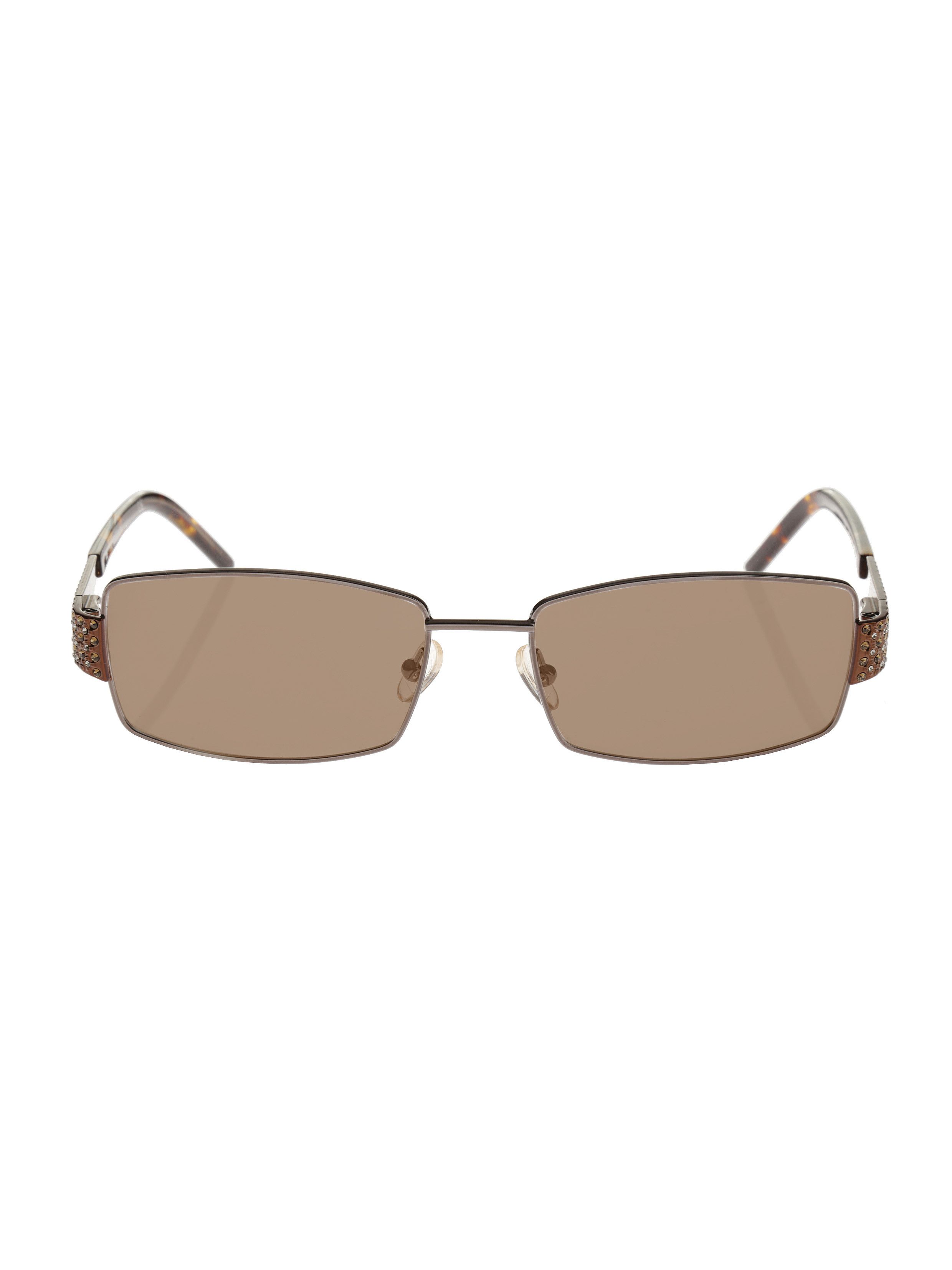 Valentino Valentino '90s Crystal Rectangular Frame Sunglasses Brown Size ONE SIZE - 3 Thumbnail
