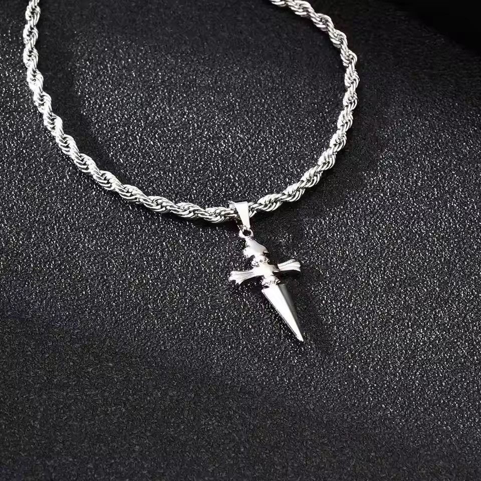 Jewelry Cross Dagger Pendant Necklace for Men Women Streetwear Size ONE SIZE - 7 Thumbnail