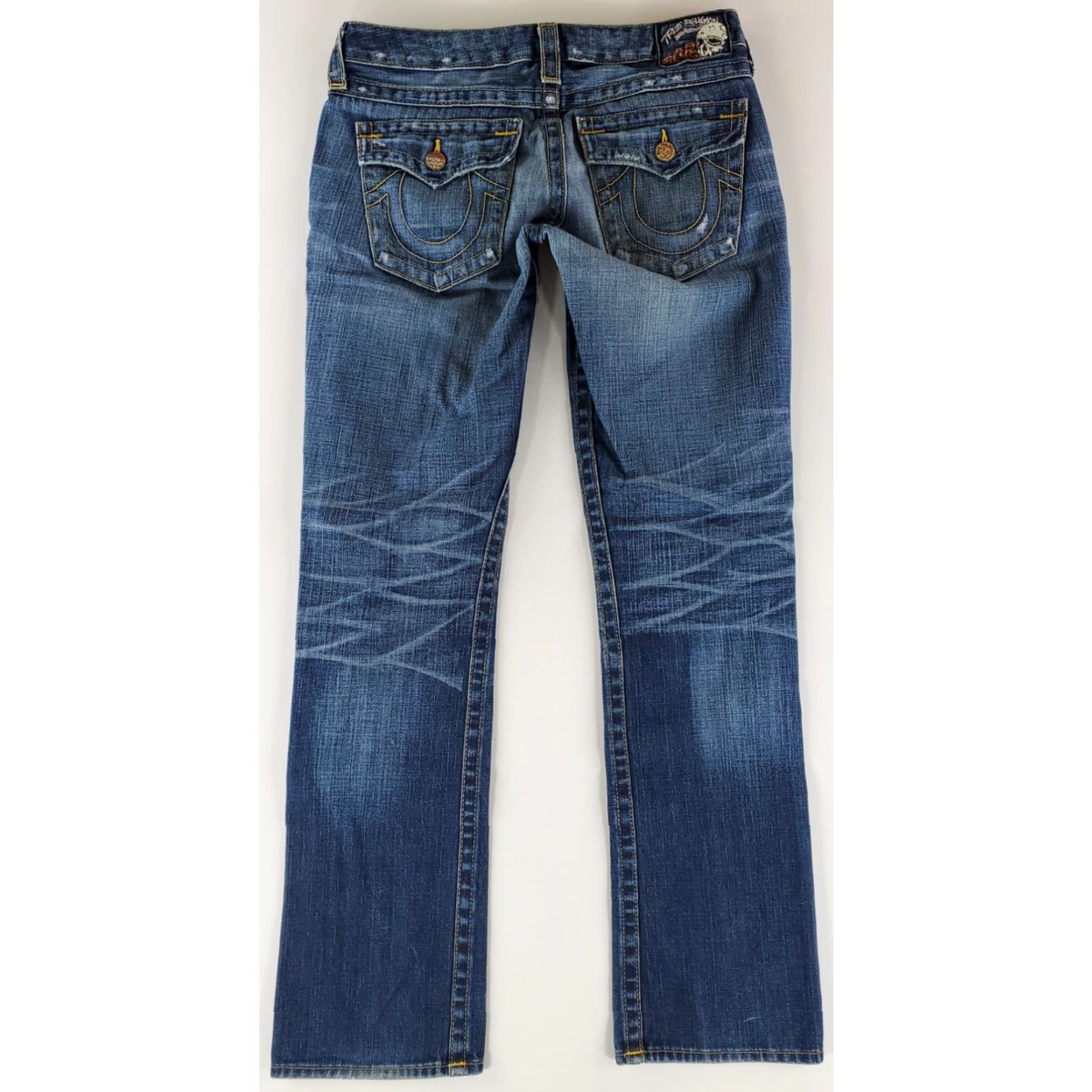 True Religion True Religion Billy Blue Jeans Womens 33x33 USA Skull Blue Straight Size 24" / US 00 / IT 34 - 7 Thumbnail