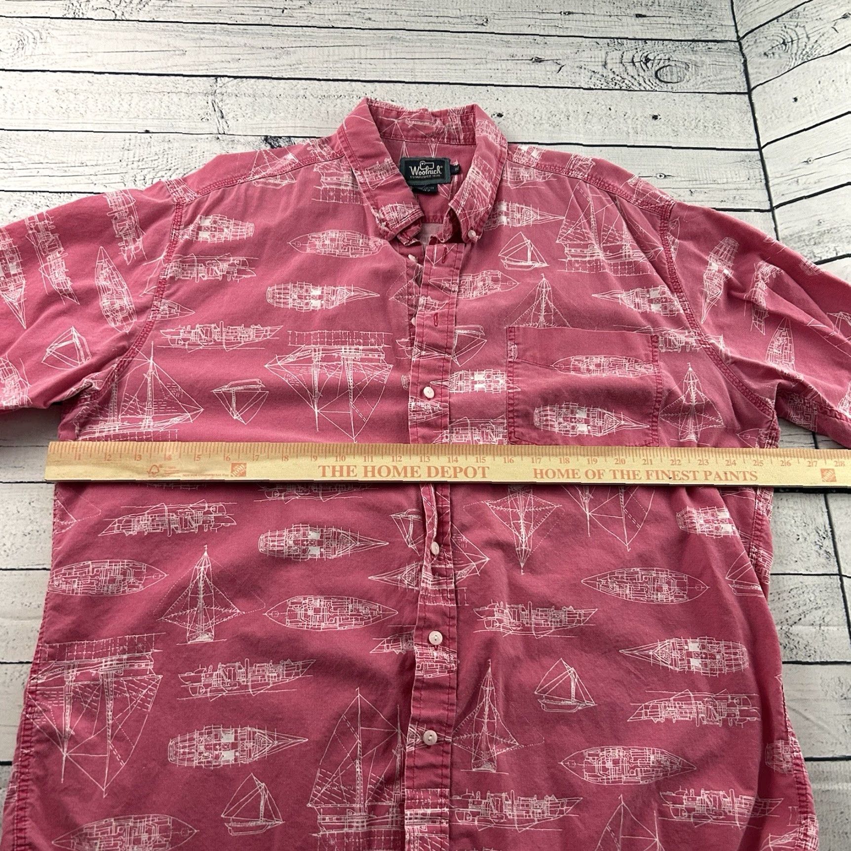 Vintage Vintage Woolrich Sailboat Print Short Sleeve Button Front Shirt Men's XL Pink Size US XL / EU 56 / 4 - 4 Thumbnail