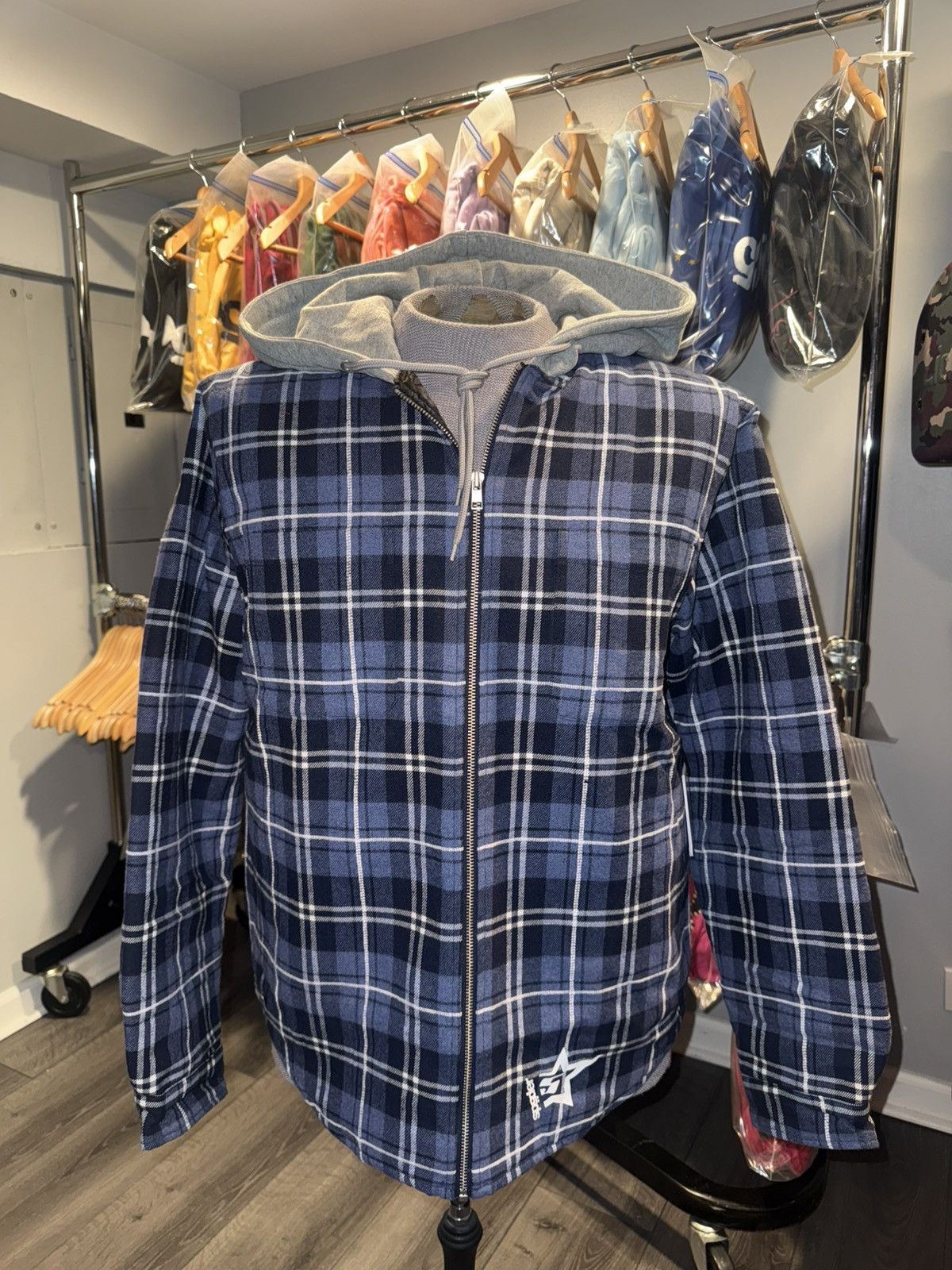 Sp5der SP5DER HOODED ZIP FLANNEL SHIRT JACKET / DSWT + RECEIPT Size US L / EU 52-54 / 3 - 1 Thumbnail