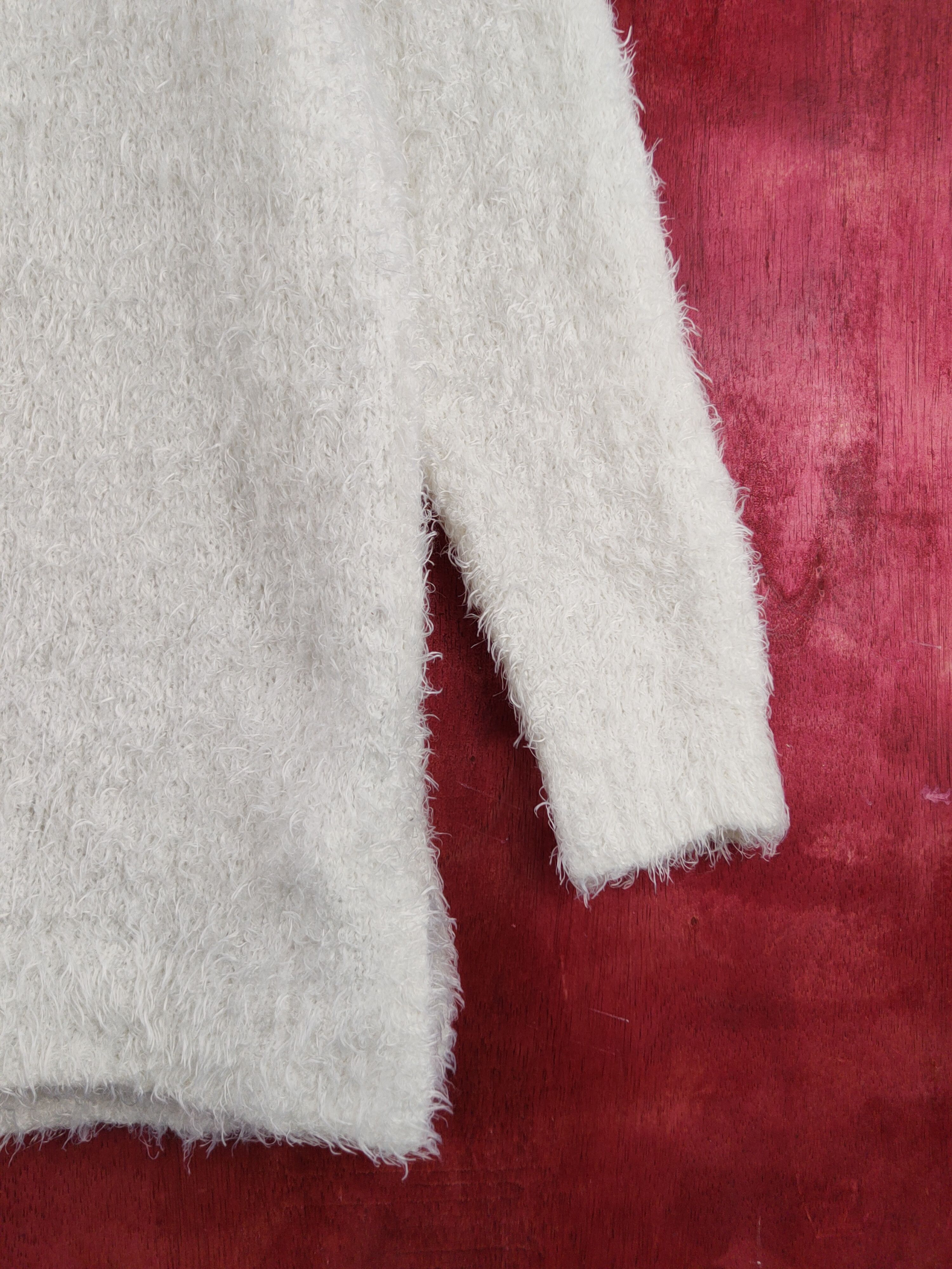 Homespun Knitwear Olive Girl Ivory Shag Shaggy Fur Mohair Knitwear #S2005 Size XL / US 12-14 / IT 48-50 - 6 Thumbnail