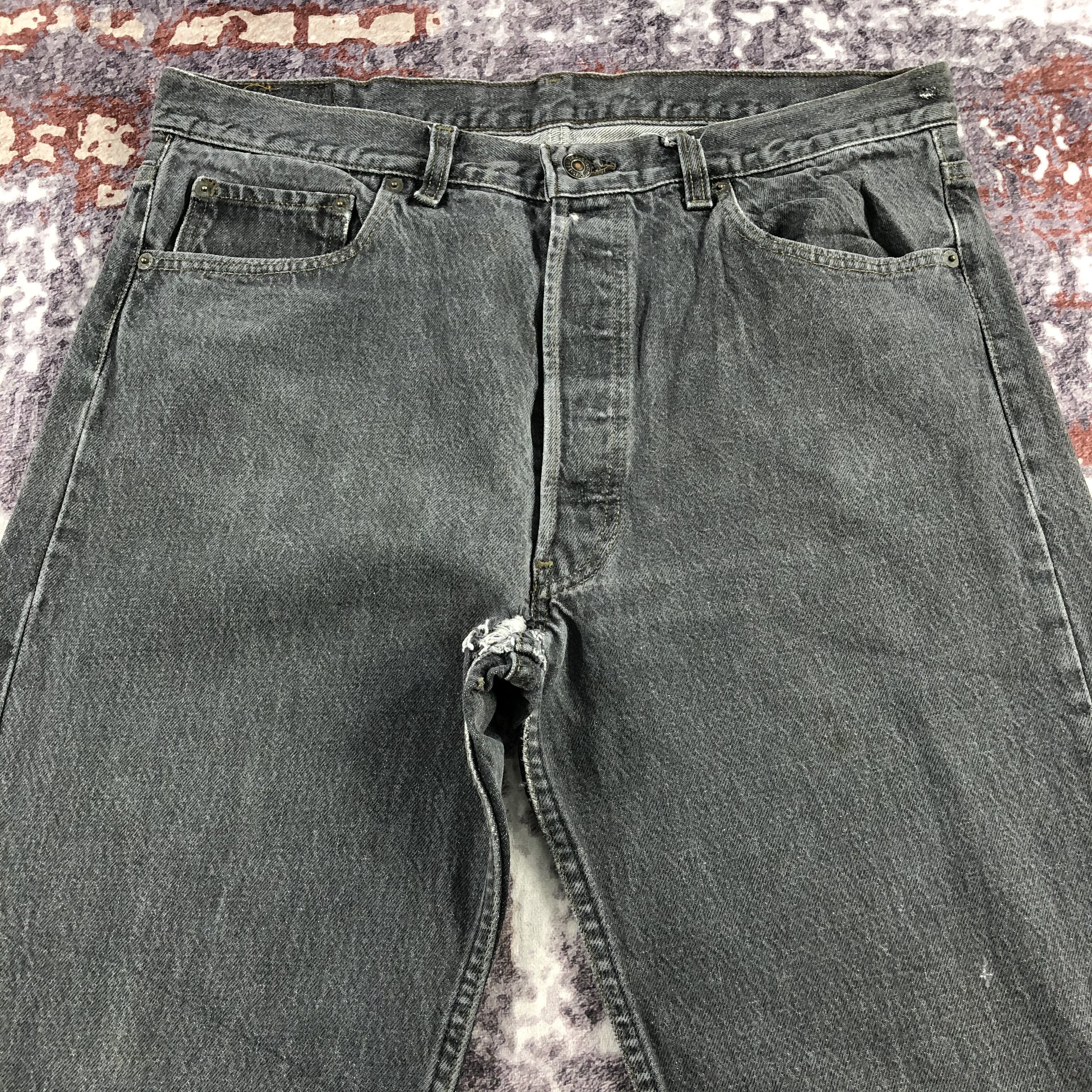 Levi's Vintage 90s Levis 501 Faded Black Jeans-JM2584 Size US 35 - 3 Thumbnail