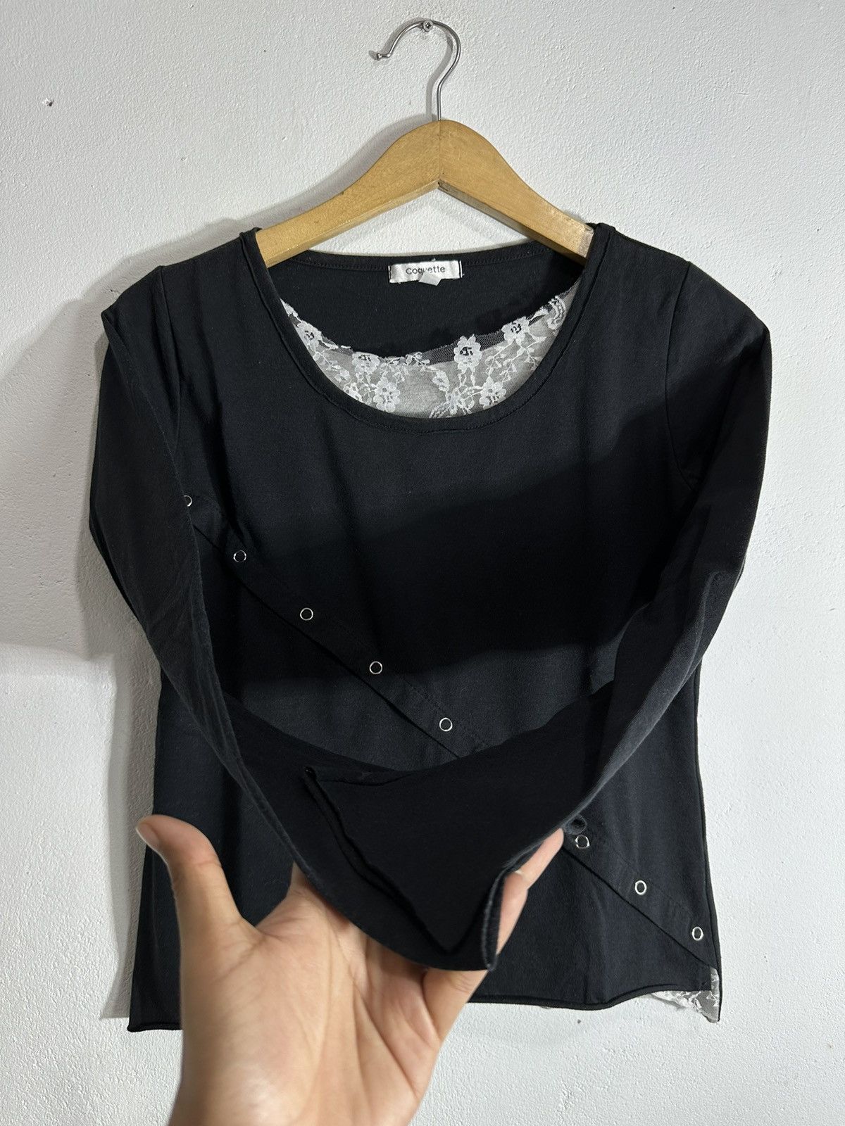 COQUETTE STUDDED BUTTON DOUBLE LAYER ISSEY YOHJI STYLE