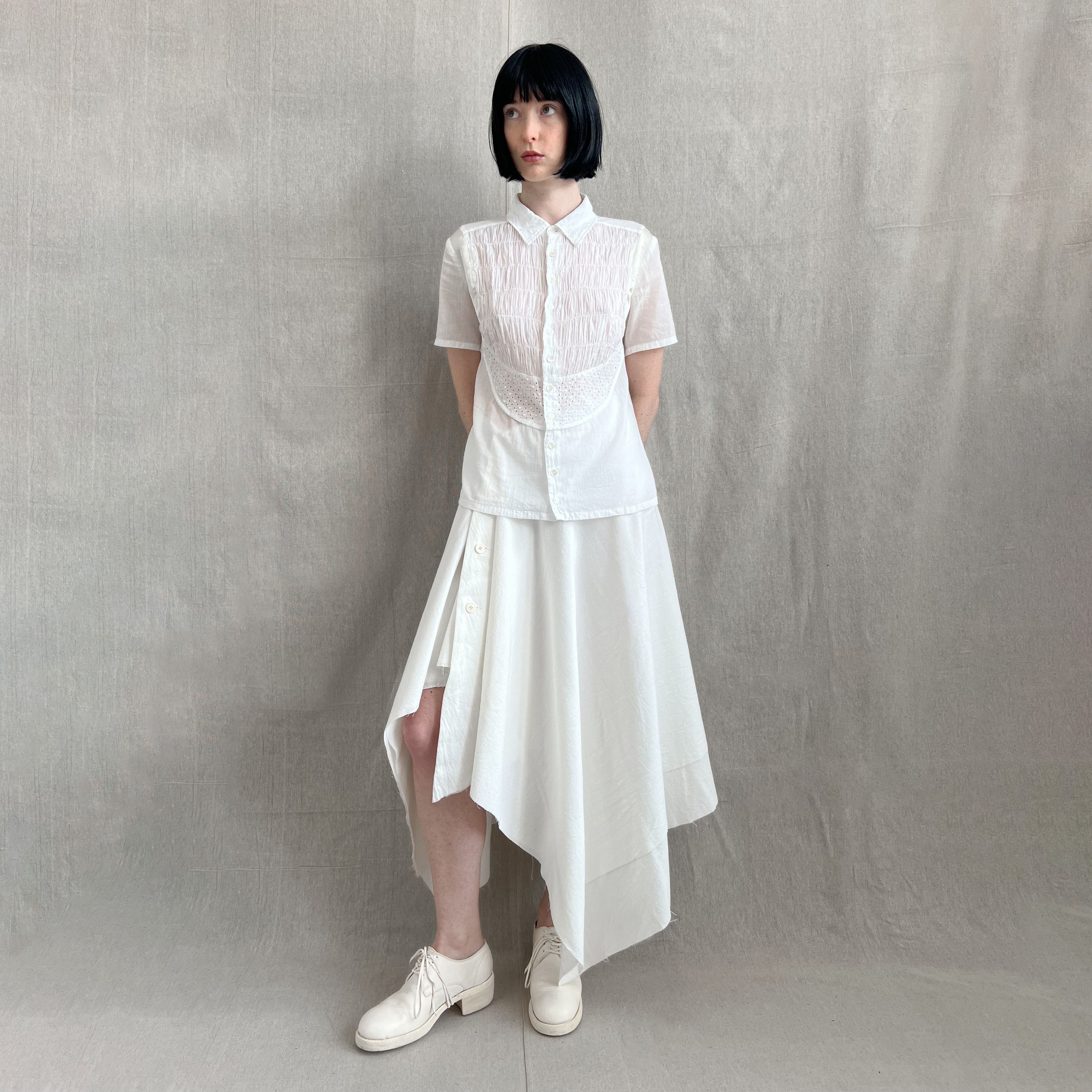Sunao Kuwahara Airy Japanese Cotton Patchwork Blouse Size M / US 6-8 / IT 42-44 - 7 Thumbnail