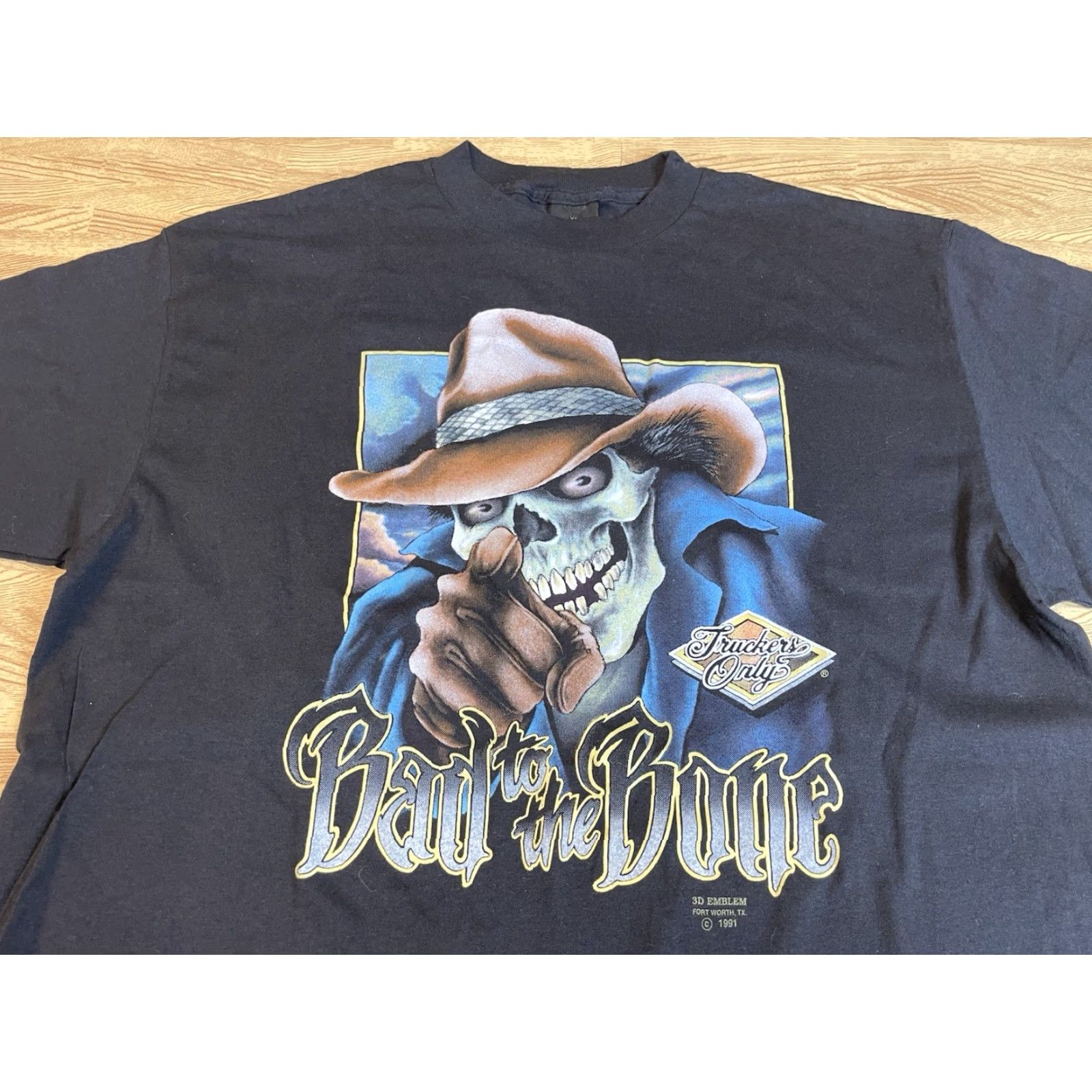 Vintage VINTAGE 3D Emblem Bad To The Bone 1991 USA T-Shirt XL Black Men Short Sleeve Graphic Print Size US XL / EU 56 / 4 - 2 Thumbnail