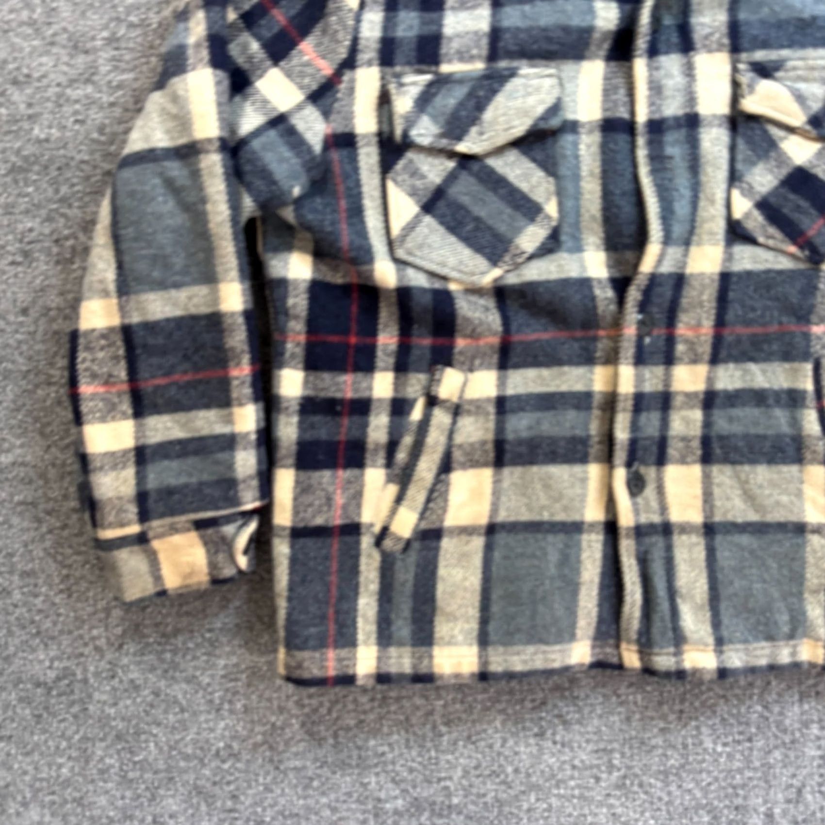 Sears VINTAGE Sears Men's L Reg Wool Coat Jacket Shacket Plaid Button Casual Work Outerwear Size US L / EU 52-54 / 3 - 3 Thumbnail