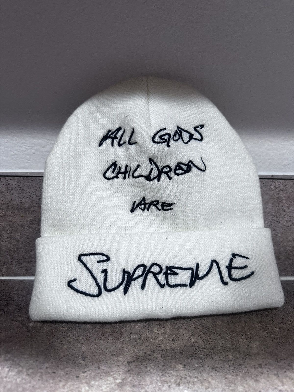 Supreme beanie “all gods children are supreme” black, brand new Supreme God main image 3