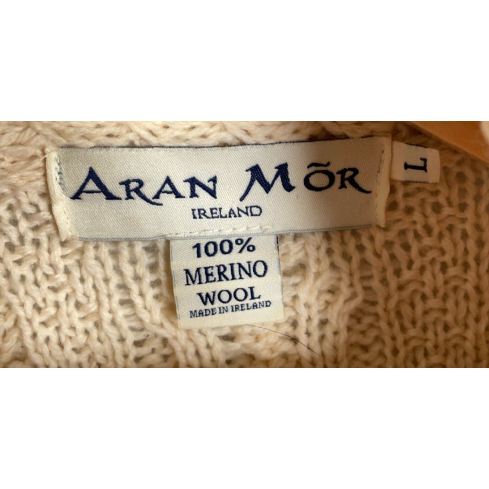 Vintage VINTAGE Aran Mor Cardigan Sweater Women's Large Ivory Natural Wool Heavyweight 90s Ireland Size L / US 10 / IT 46 - 3 Thumbnail