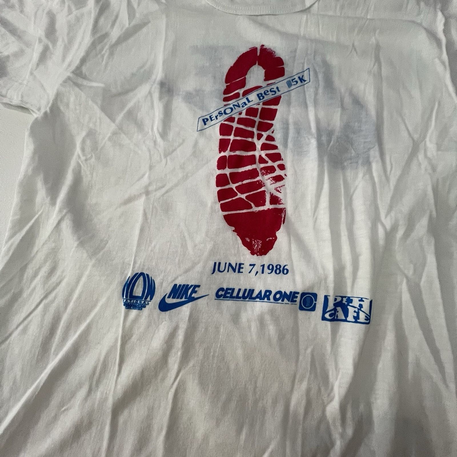 Nike NIKE T-SHIRT 80S White And Blue TAG MARATHON M COTTON White Size US M / EU 48-50 / 2 - 2 Thumbnail