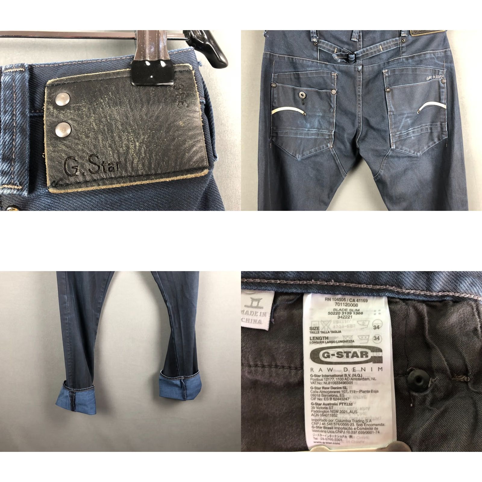 G-Star G-Star 3301 Jeans Mens Regular Dark Blue Cotton Denim Size US 34 / EU 50 - 8 Thumbnail