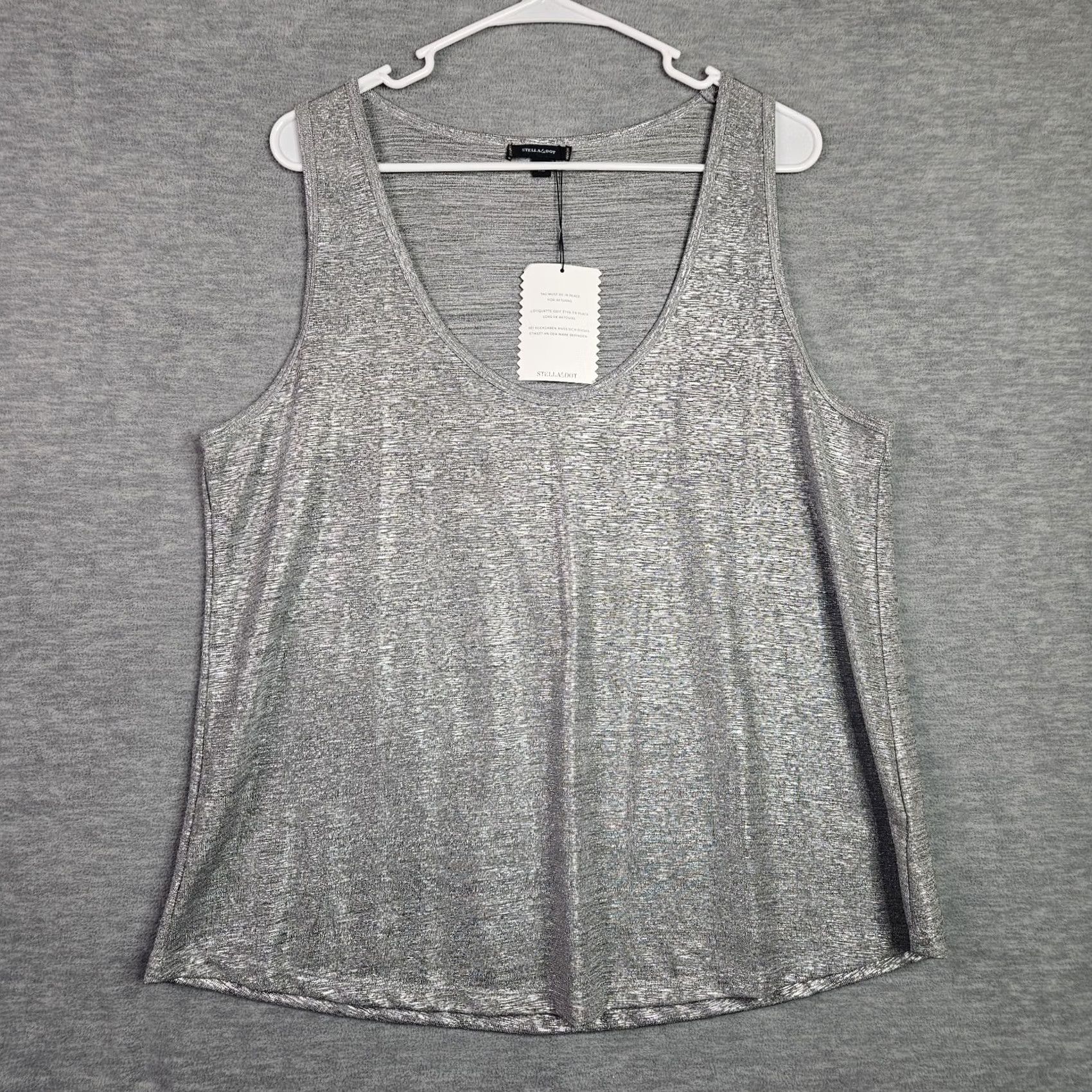 Vintage Stella & Dot Women's Tank Top Sleeveless Round Neck Silver XL Regular Top Shirt Size XL / US 12-14 / IT 48-50 - 2 Thumbnail
