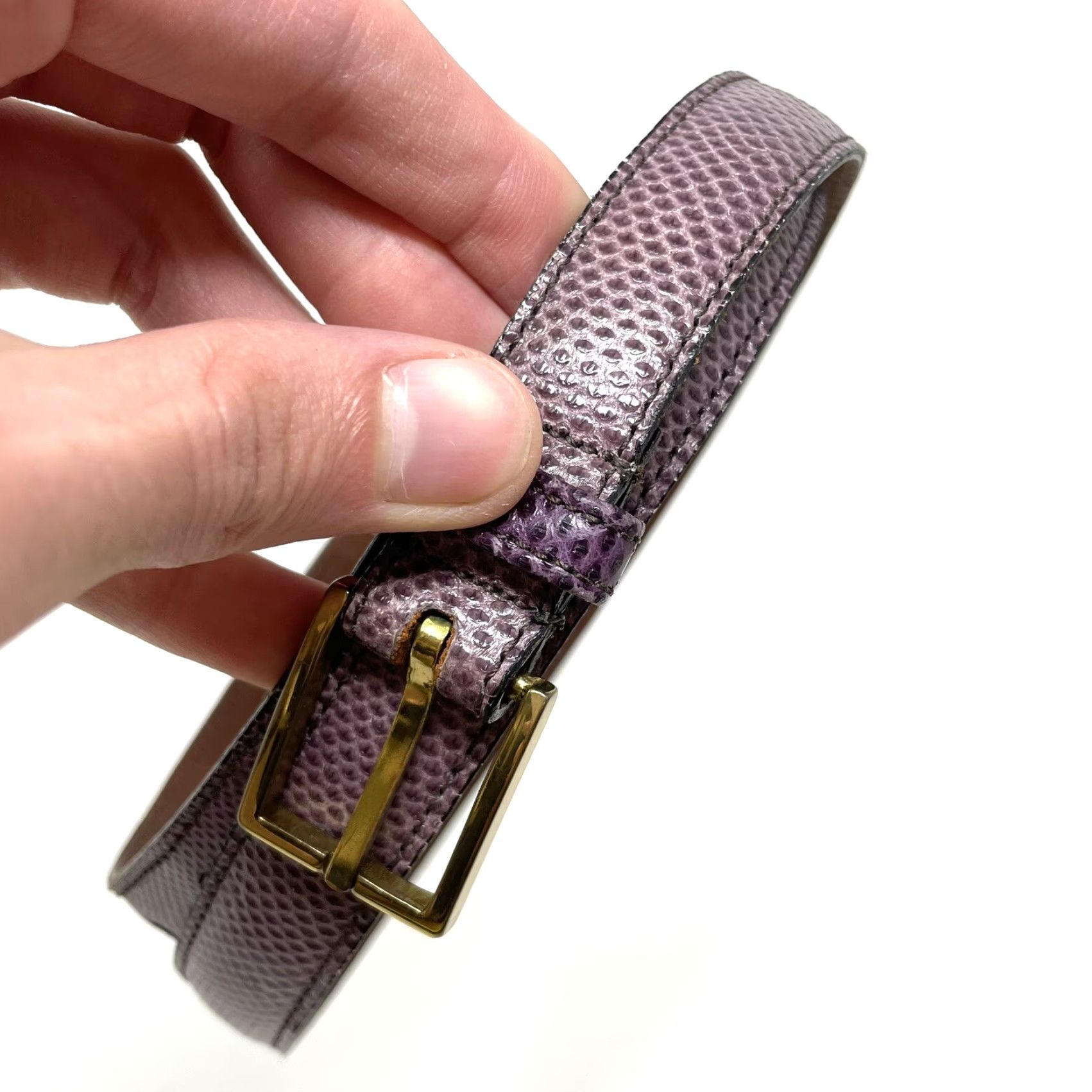 Dooney & Bourke VINTAGE Dooney & Bourke Snakeskin Pattern Dress Belt Women's Size 29-33 Purple Buckle Adjustable Leather Snakeskin Belt Dress Belt Womens 29-33 Size 4XL / US 24-26 - 2 Thumbnail