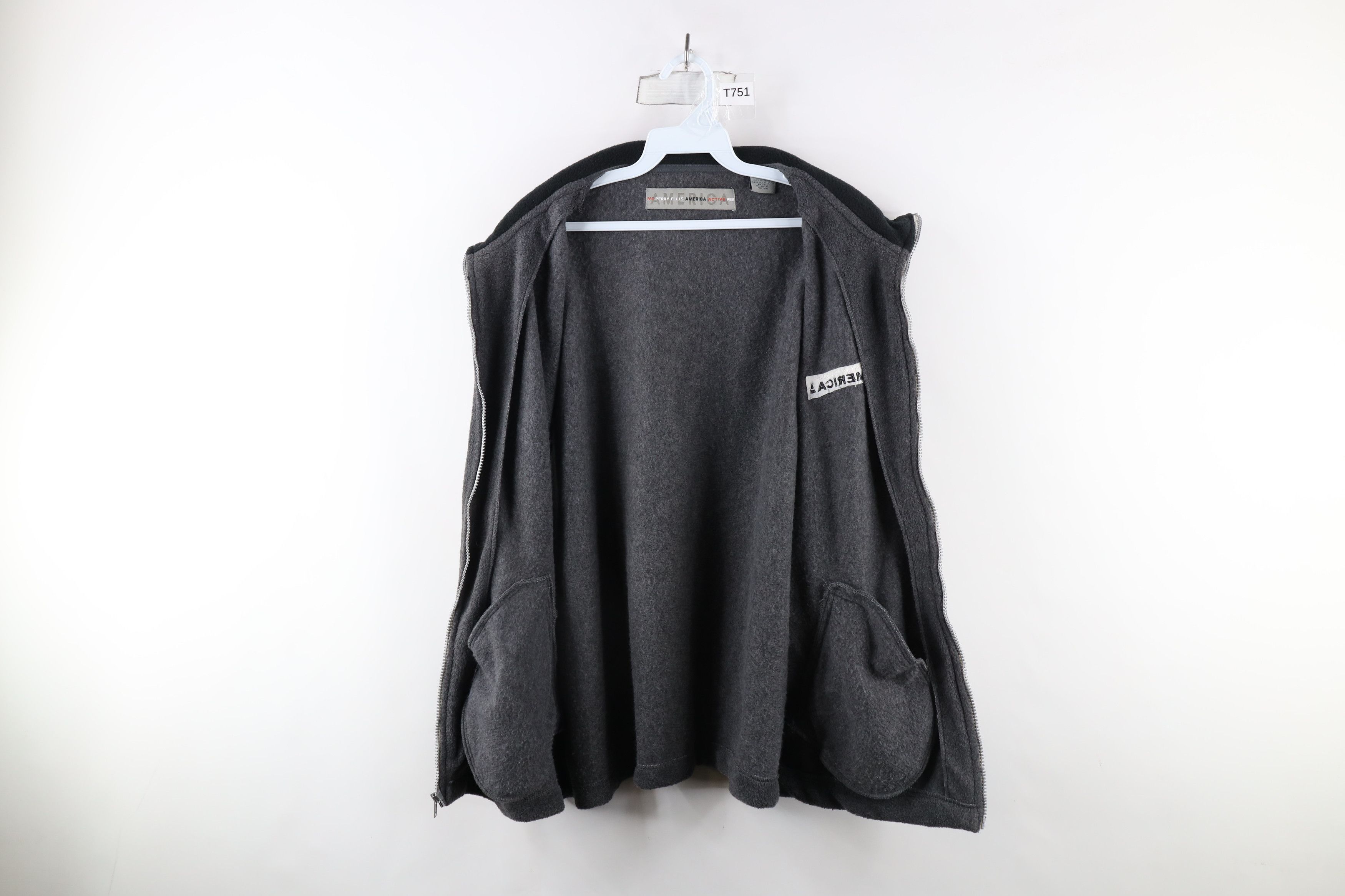 Vintage Vintage 90s Perry Ellis Full Zip Fleece Vest Jacket Gray Size US XL / EU 56 / 4 - 8 Thumbnail