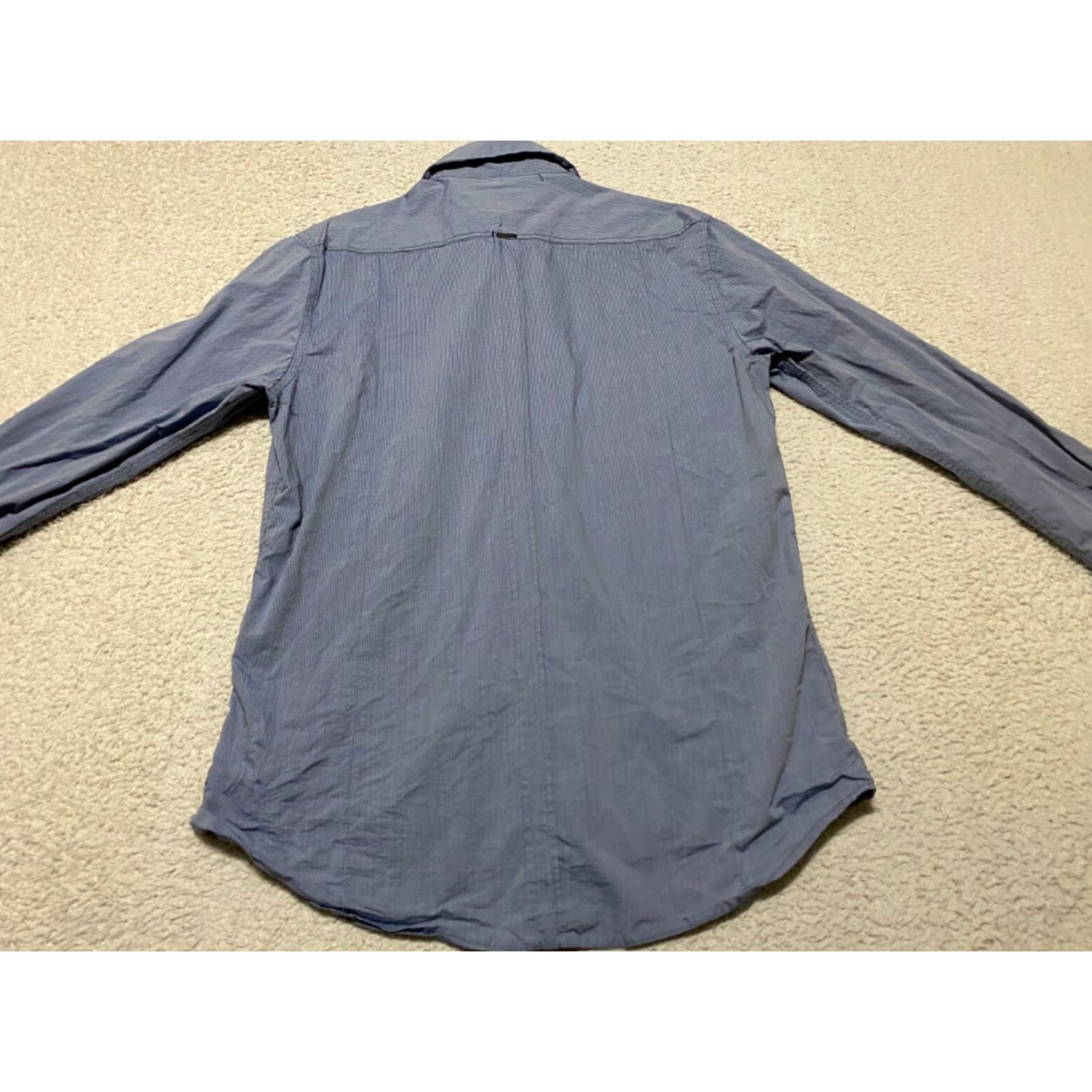 Vintage 7 Diamonds Shirt Mens Large Blue Striped Long Sleeve Button-Front Slim Fit Casual Size US L / EU 52-54 / 3 - 7 Thumbnail