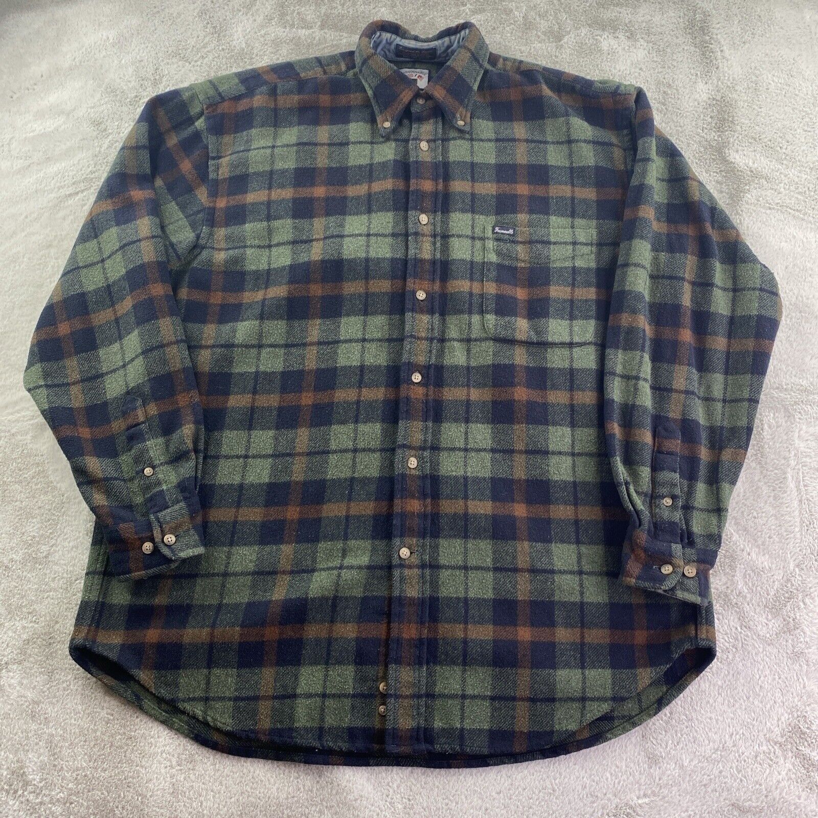 Vintage Vtg Facconable Shirt Mens Large Green Madras Plaid Flannel ...