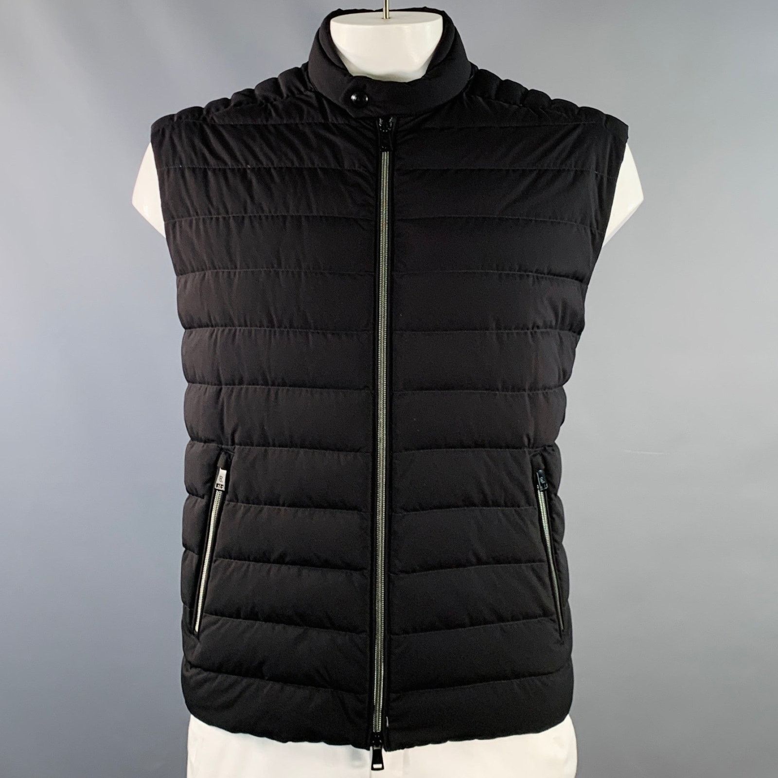 Ralph Lauren RALPH LAUREN Black Quilted Polyester Zip Pockets Vest Size US XL / EU 56 / 4 - 1 Thumbnail