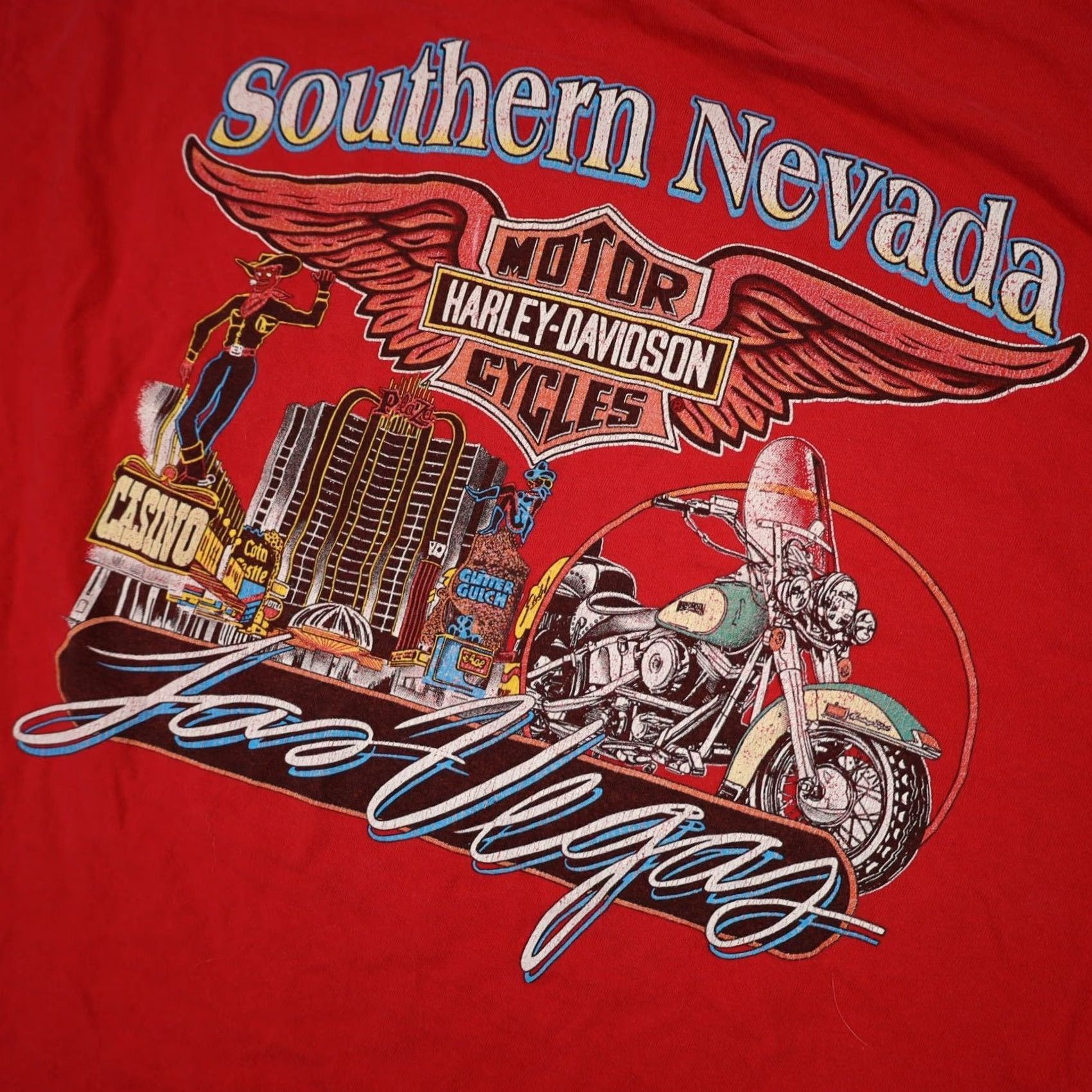 Harley Davidson VINTAGE Harley-Davidson of Las Vegas Graphic T Shirt Mens L Red 21.5"x28.5" Size US L / EU 52-54 / 3 - 8 Thumbnail