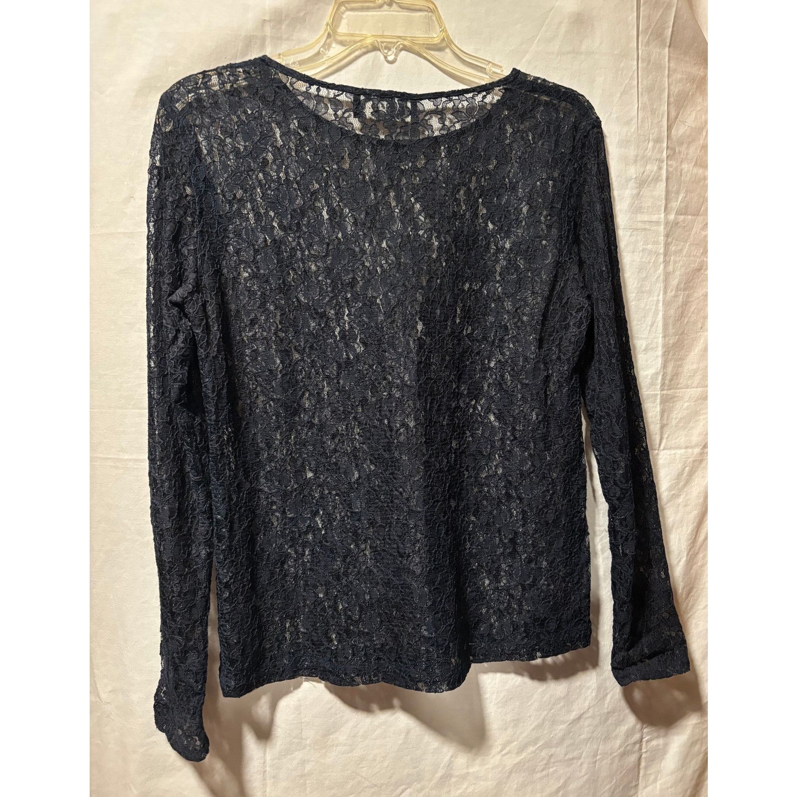 Vintage Carole Little Vintage Navy Blue Long Sleeve Lace Top Stretch Size M / US 6-8 / IT 42-44 - 4 Thumbnail