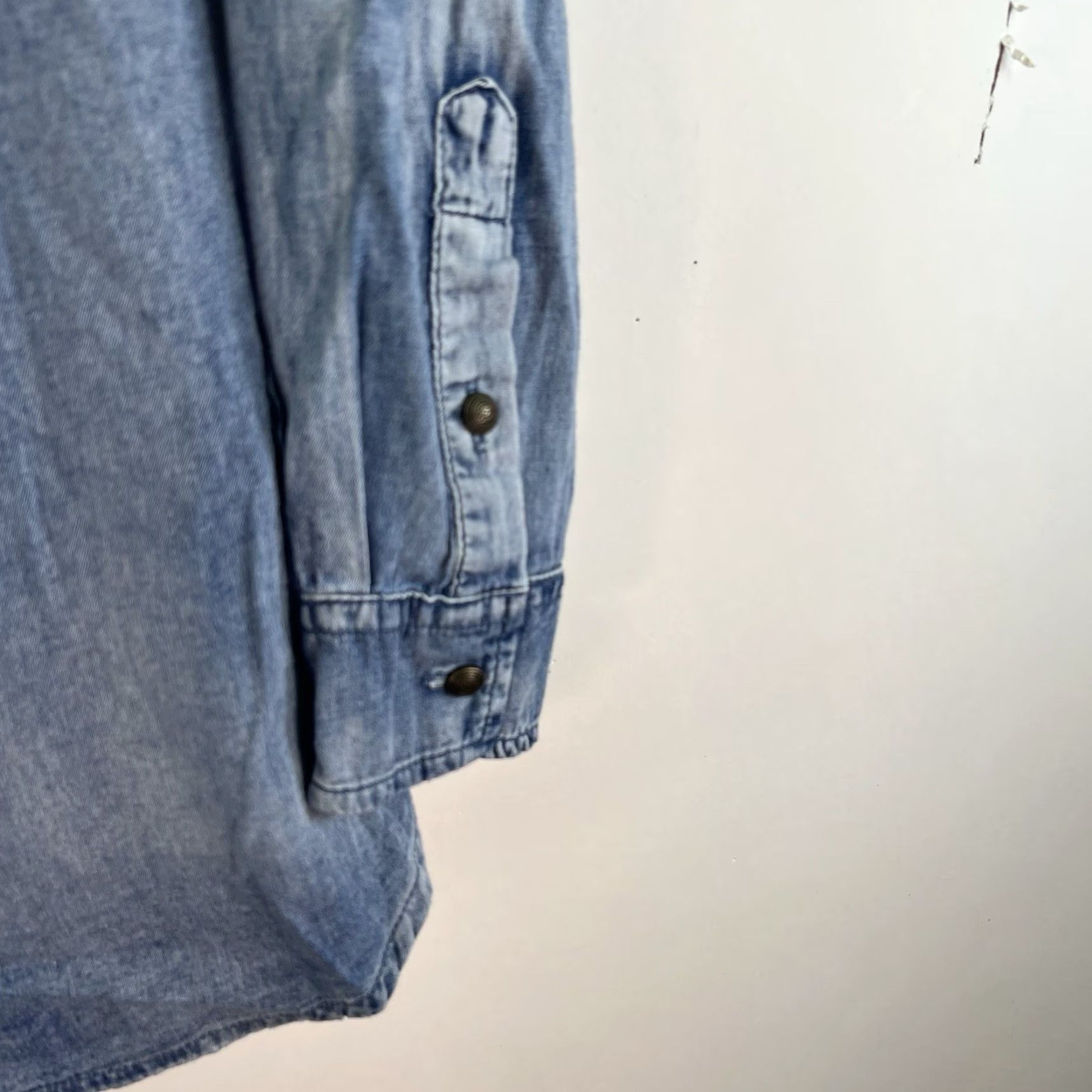 Denime Vintage REBA Women's Denim Gathered Button Shirt Long Sleeve Blue Size S Size S / US 4 / IT 40 - 5 Thumbnail