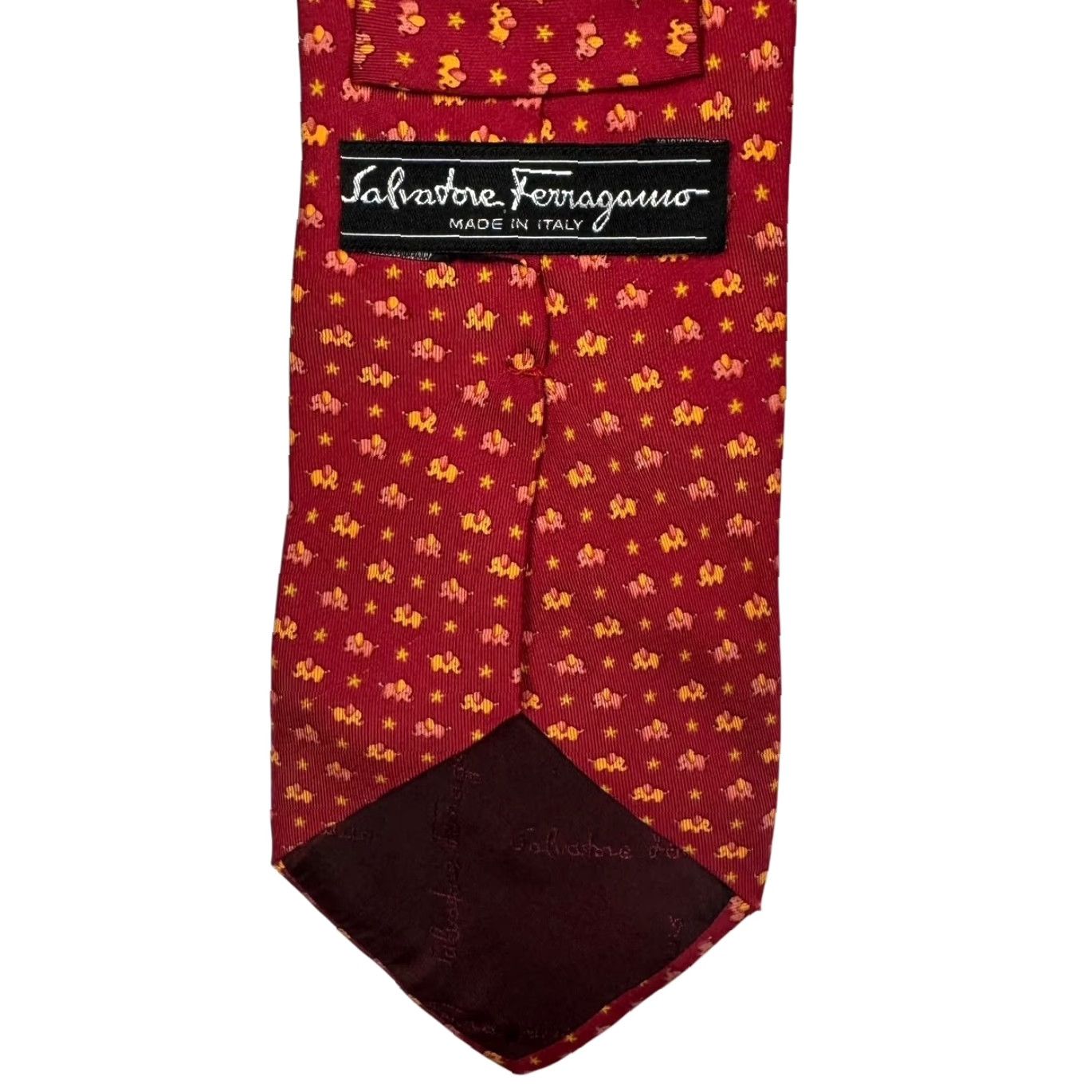 Salvatore Ferragamo Salvatore Ferragamo Tie Men 100% Silk Red Elephants Italy Vintage No Size ONE SIZE - 3 Thumbnail