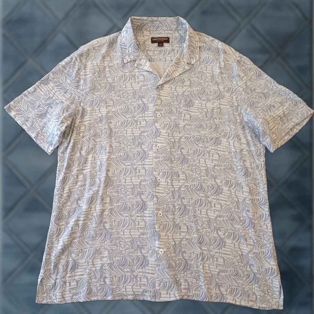 Johnston & Murphy Johnston & Murphy Shirt Mens L Blue Geometric Flamingos Button Up Rayon Shirt Men Blue Geometric Flamingos Button-Up Rayon Regular Fit Vintage? No. Size US L / EU 52-54 / 3 - 1 Thumbnail