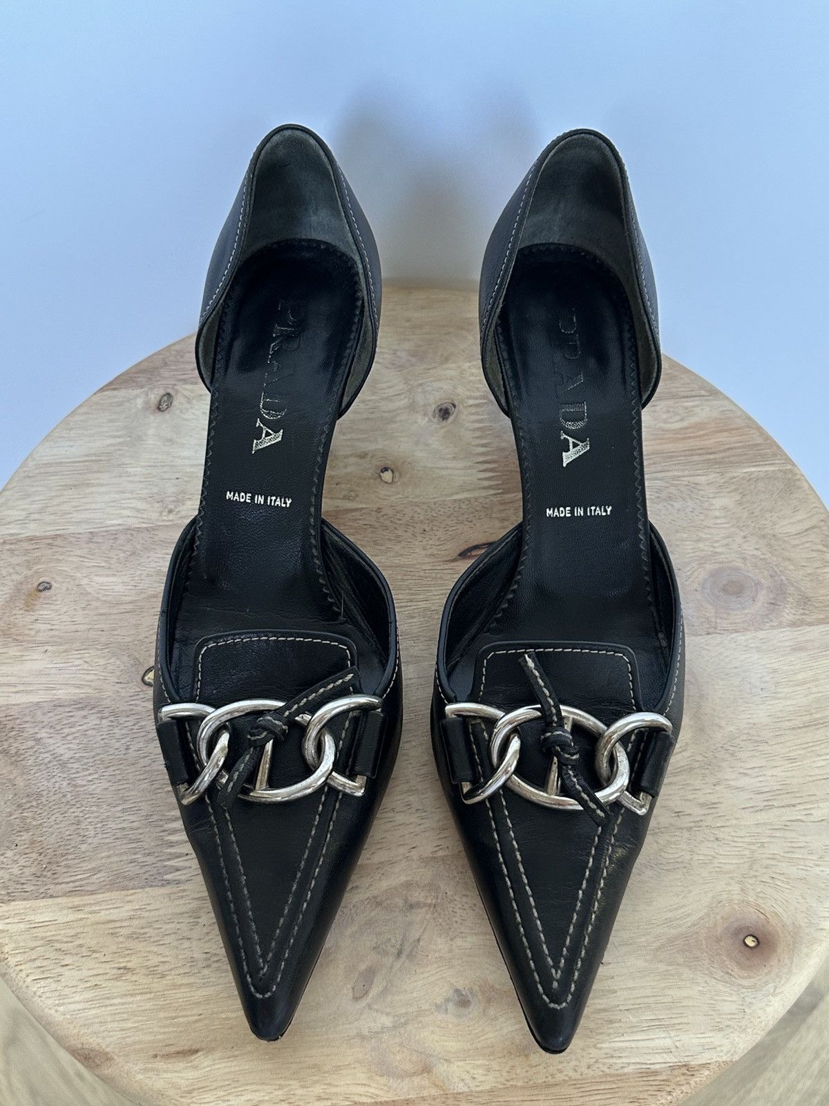 Prada Prada Leather kitten heels mule Size US 6.5 / IT 36.5 - 8 Thumbnail