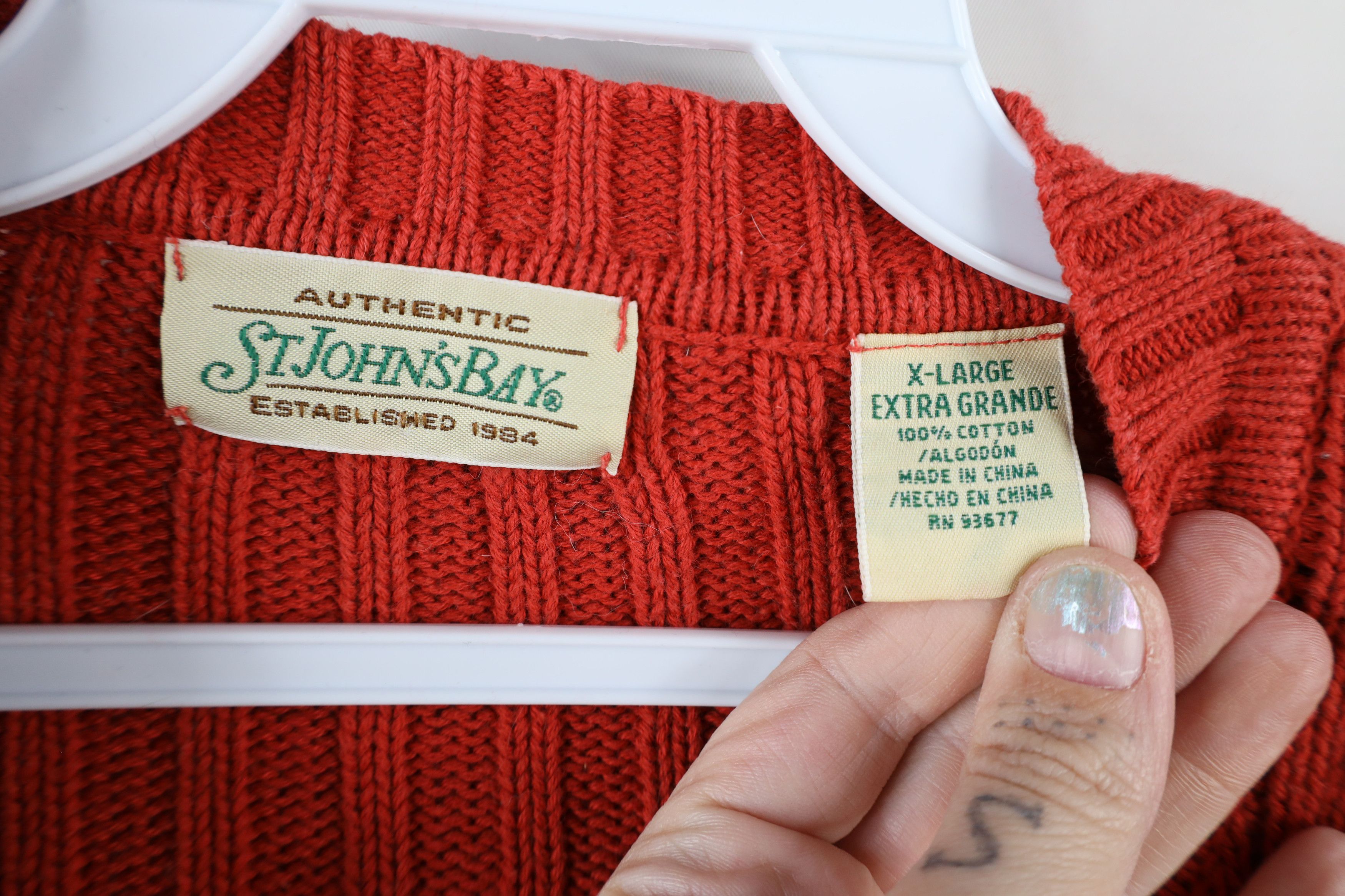 Vintage Vintage 90s Streetwear Ribbed Knit V-Neck Sweater Cotton Size US XL / EU 56 / 4 - 4 Thumbnail