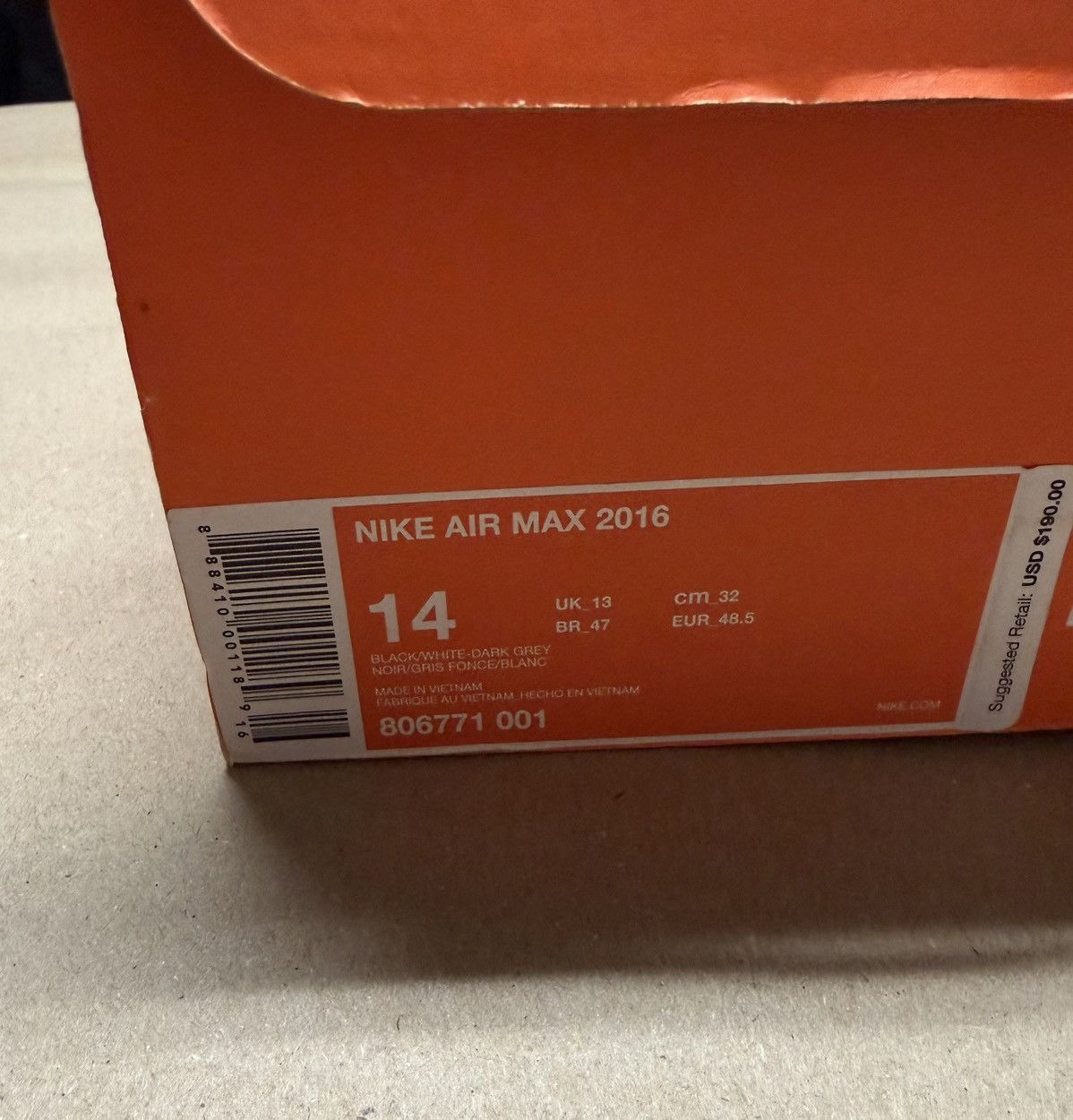 Nike Nike Air Max 2016 Black men’s running shoes size 14 Rare! Size US 14 / EU 47 - 6 Thumbnail