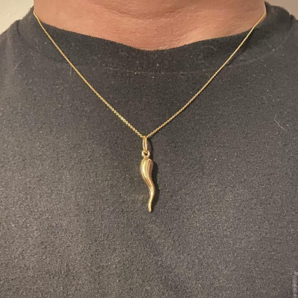 Other Real Gold Solid 14k Gold Italian Horn and Chain Set Size ONE SIZE - 2 Thumbnail