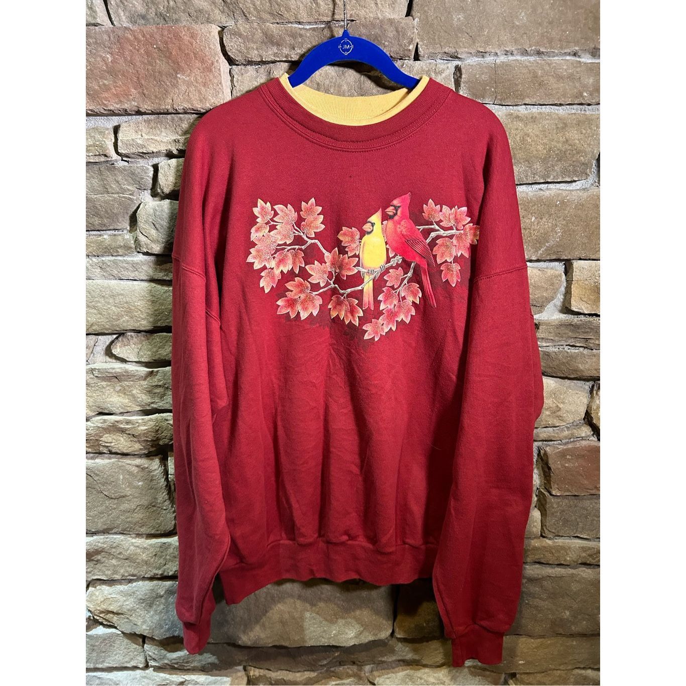 Vintage Vintage 1990s Women’s Bird Red yellow Nature Beautiful Crewneck Sweater Size XL / US 12-14 / IT 48-50 - 1 Thumbnail