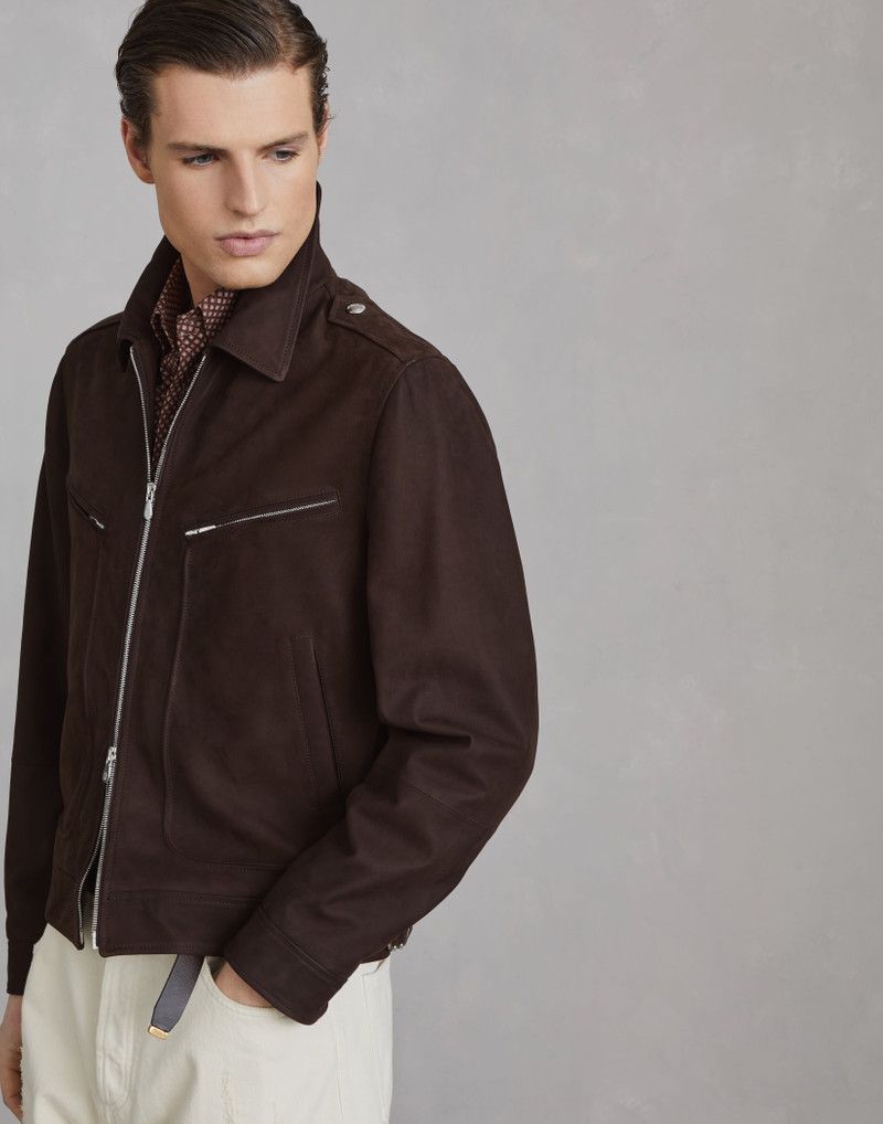 Brunello Cucinelli o1w1db10226 Leather Jacket in Dark Brown Size US L / EU 52-54 / 3 - 2 Thumbnail