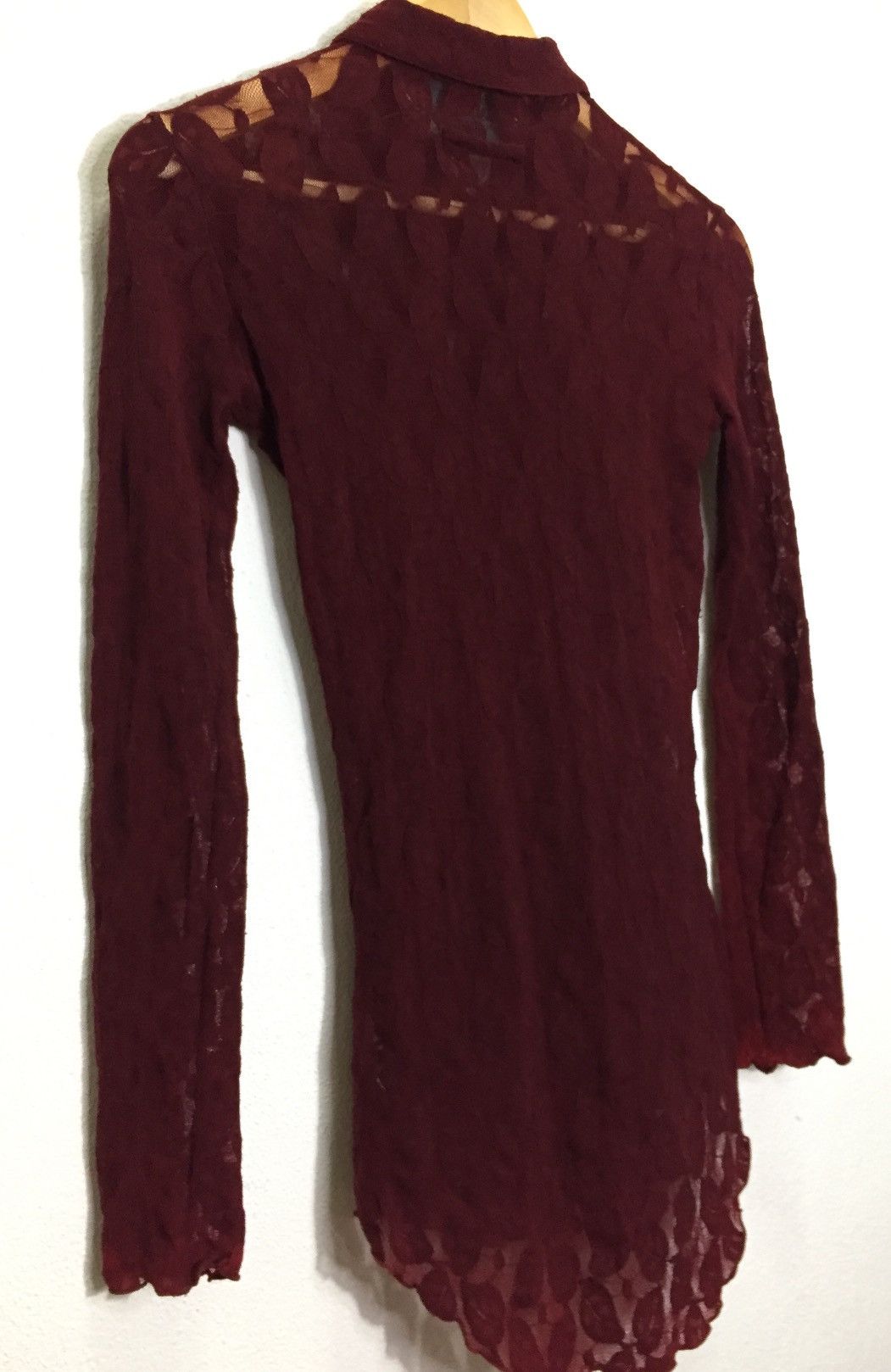 Jean Paul Gaultier Vintage 90s Jean Paul Gaultier Maille Fuzzi Maroon Lace Mesh Size S / US 4 / IT 40 - 9 Thumbnail