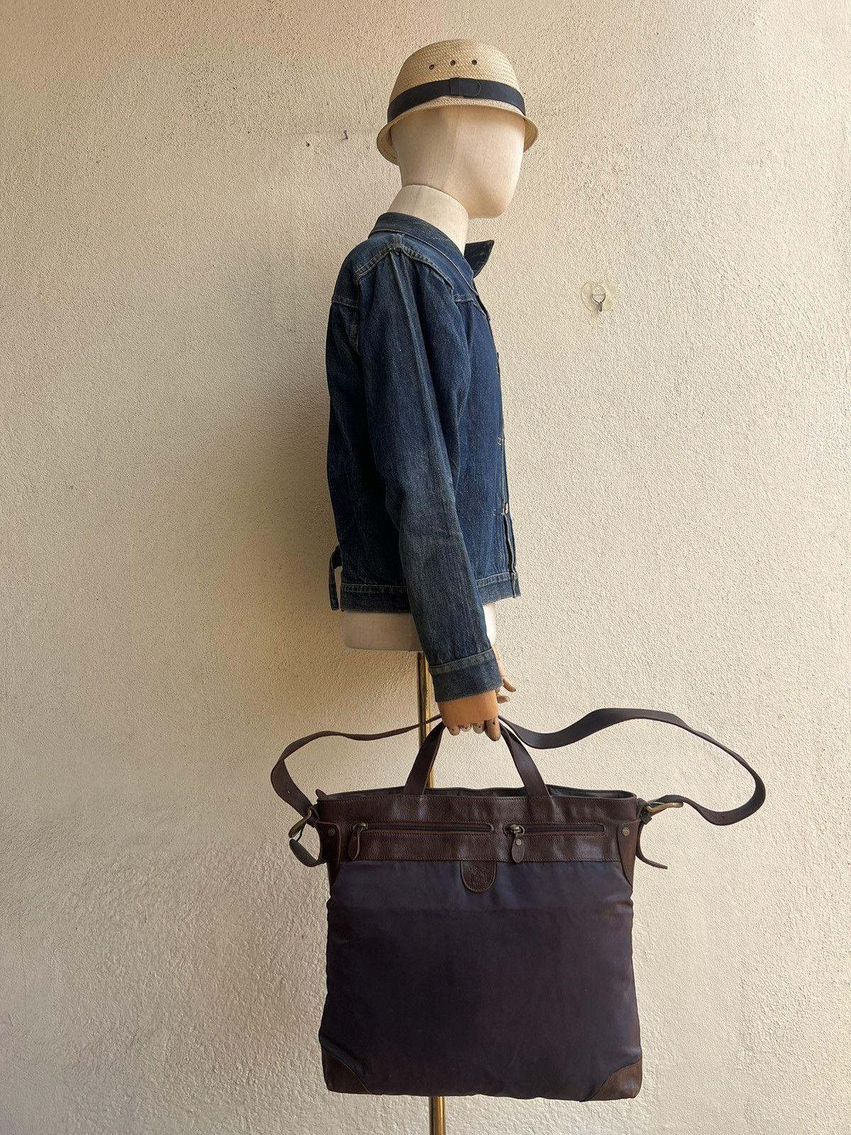Il Bisonte Vintage IL BISONTE Sun Faded Nylon Leather 2 Way Bag Size ONE SIZE - 3 Thumbnail