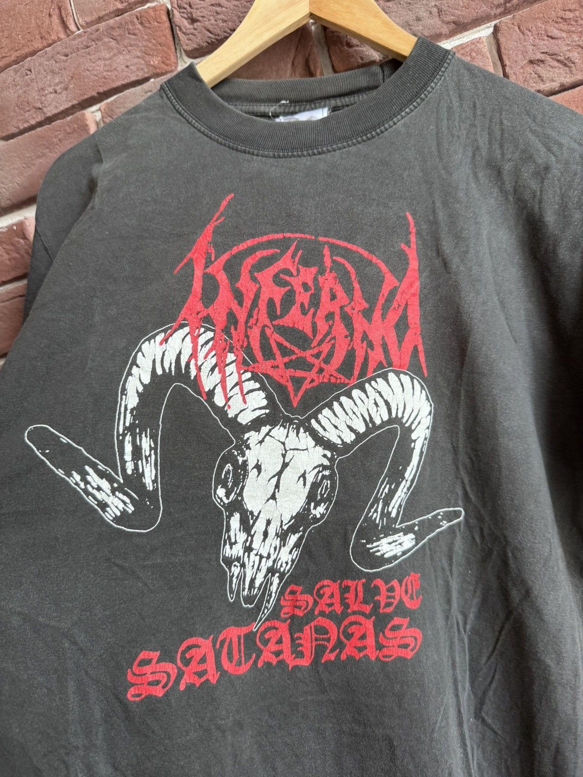 Band Tees Vintage 90s Inferno Salve Satanas Black Metal Band T shirt Size US L / EU 52-54 / 3 - 6 Thumbnail