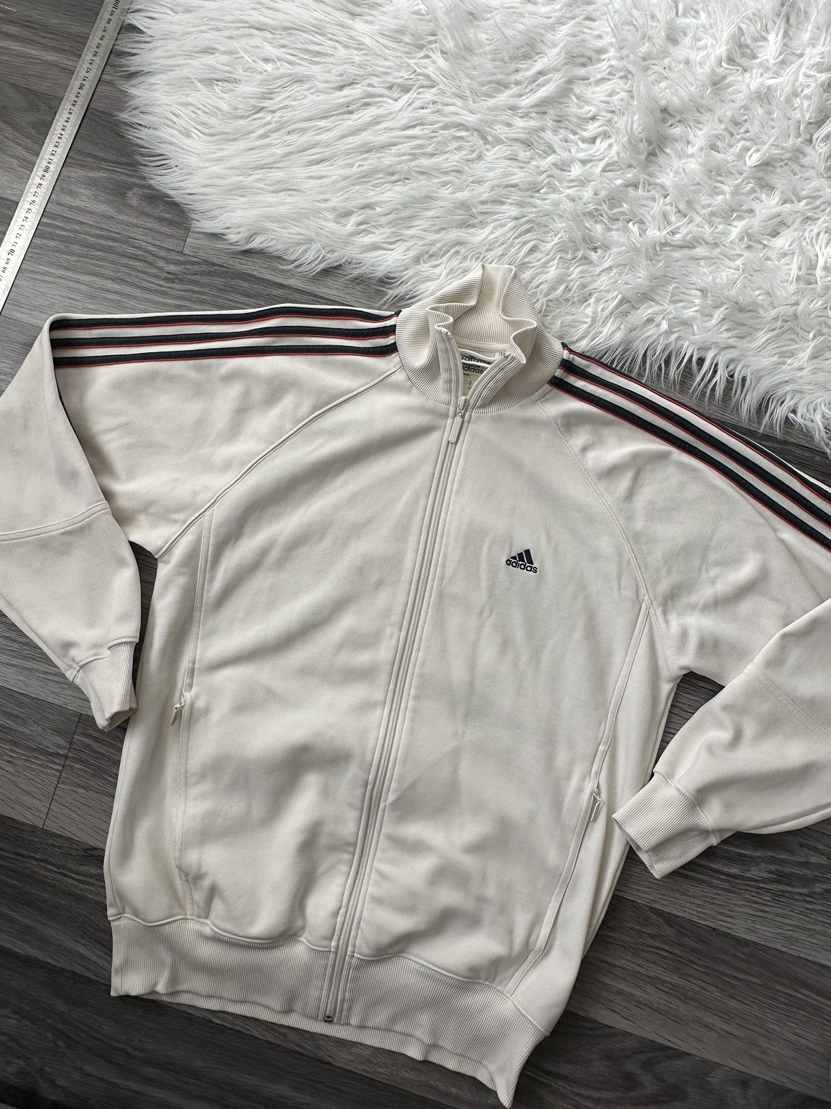 Adidas Adidas Vintage White Zip Hoodie 3 Stripes Firebird y2k hype Size US XL / EU 56 / 4 - 1 Thumbnail