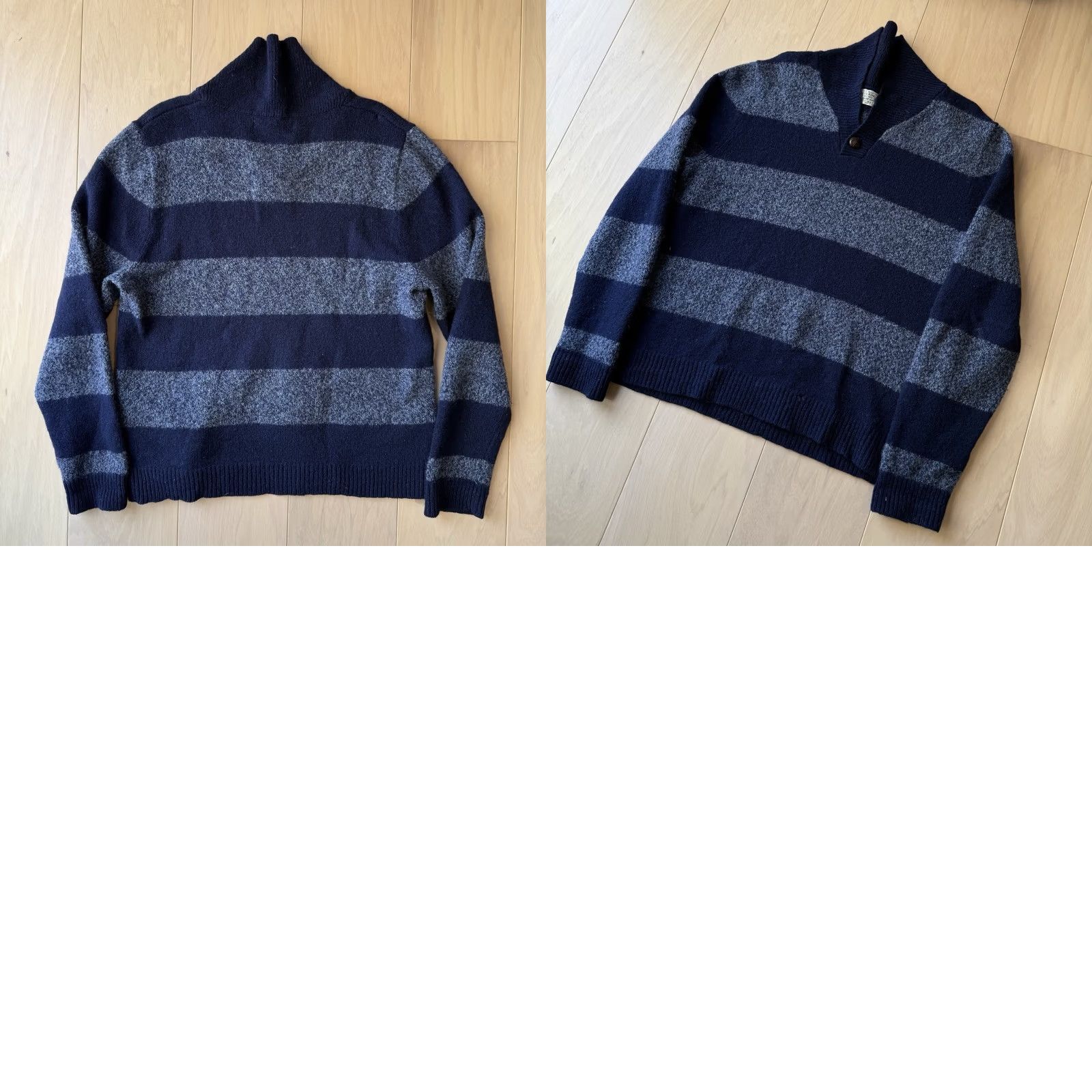 Vintage VINTAGE Shipley & Halmos Sweater XL Blue Striped Wool Pullover Shawl Collar Outerwear Size US XL / EU 56 / 4 - 8 Thumbnail